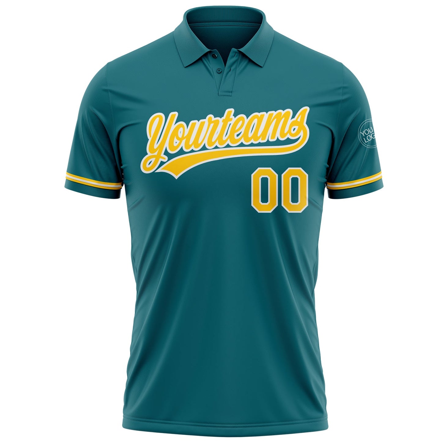 Custom Teal Yellow-White Performance Vapor Golf Polo Shirt view 2