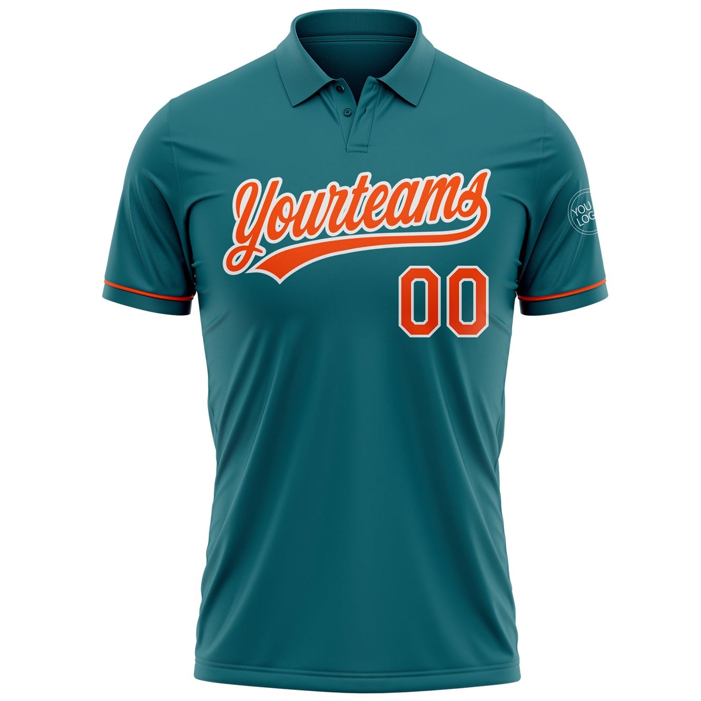 Custom Teal Orange-White Performance Vapor Golf Polo Shirt view 2