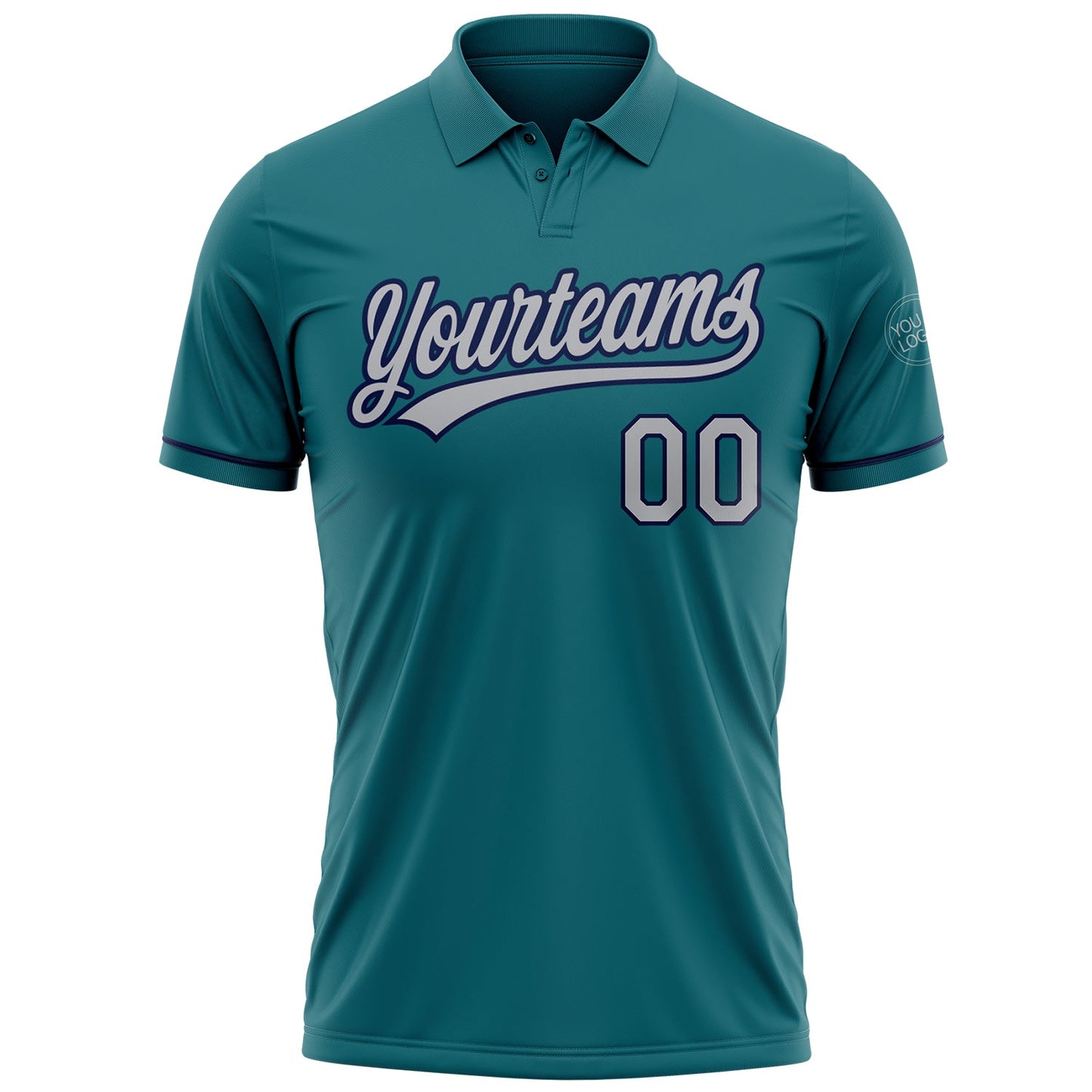 Custom Teal Gray-Navy Performance Vapor Golf Polo Shirt view 2