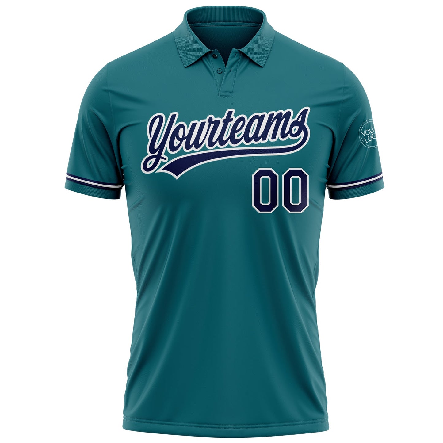 Custom Teal Navy-White Performance Vapor Golf Polo Shirt view 2