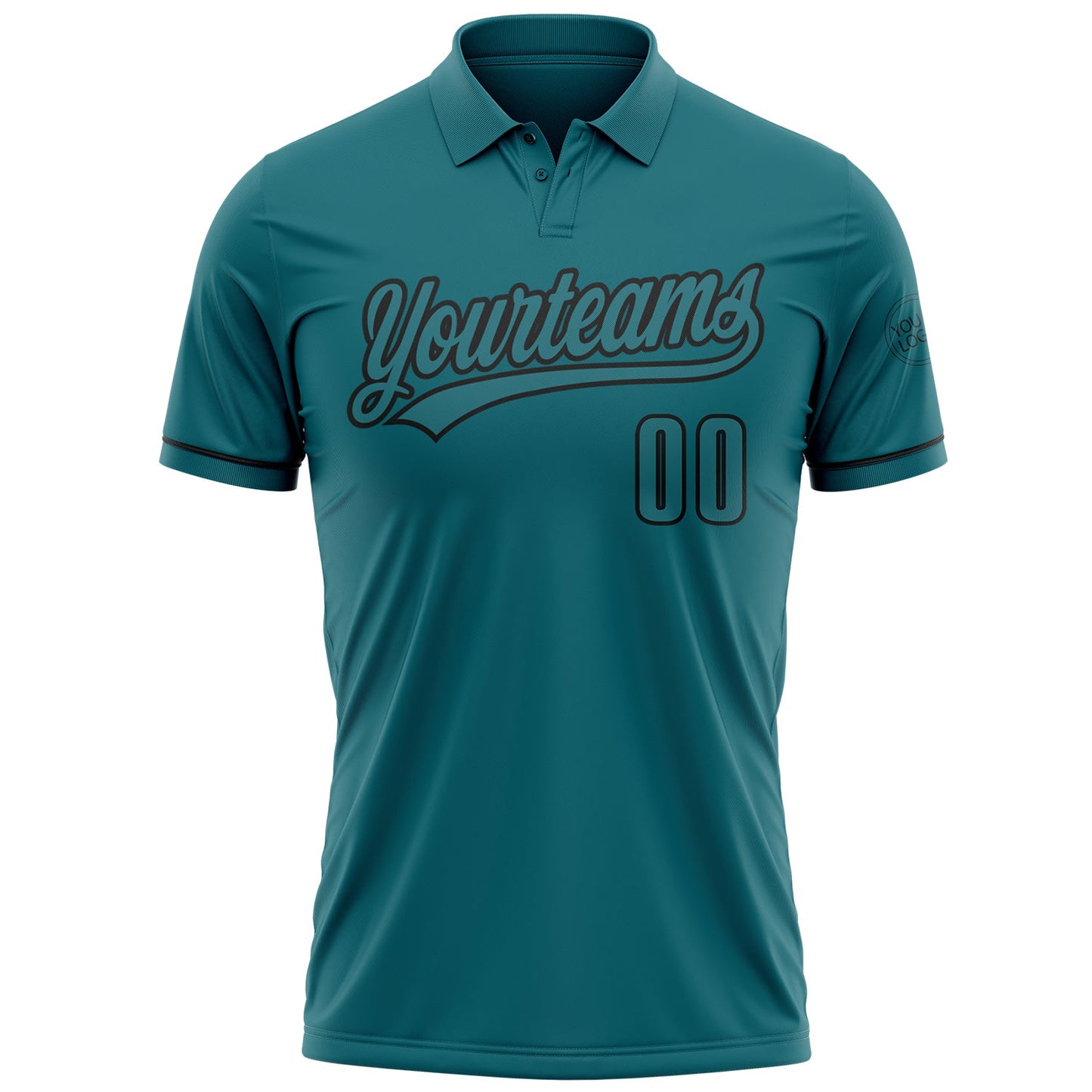 Custom Teal Black Performance Vapor Golf Polo Shirt view 2