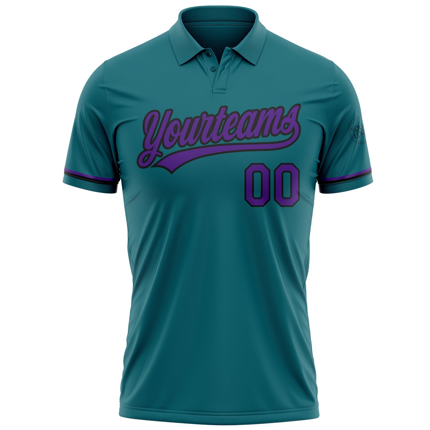 Custom Teal Purple-Black Performance Vapor Golf Polo Shirt view 2