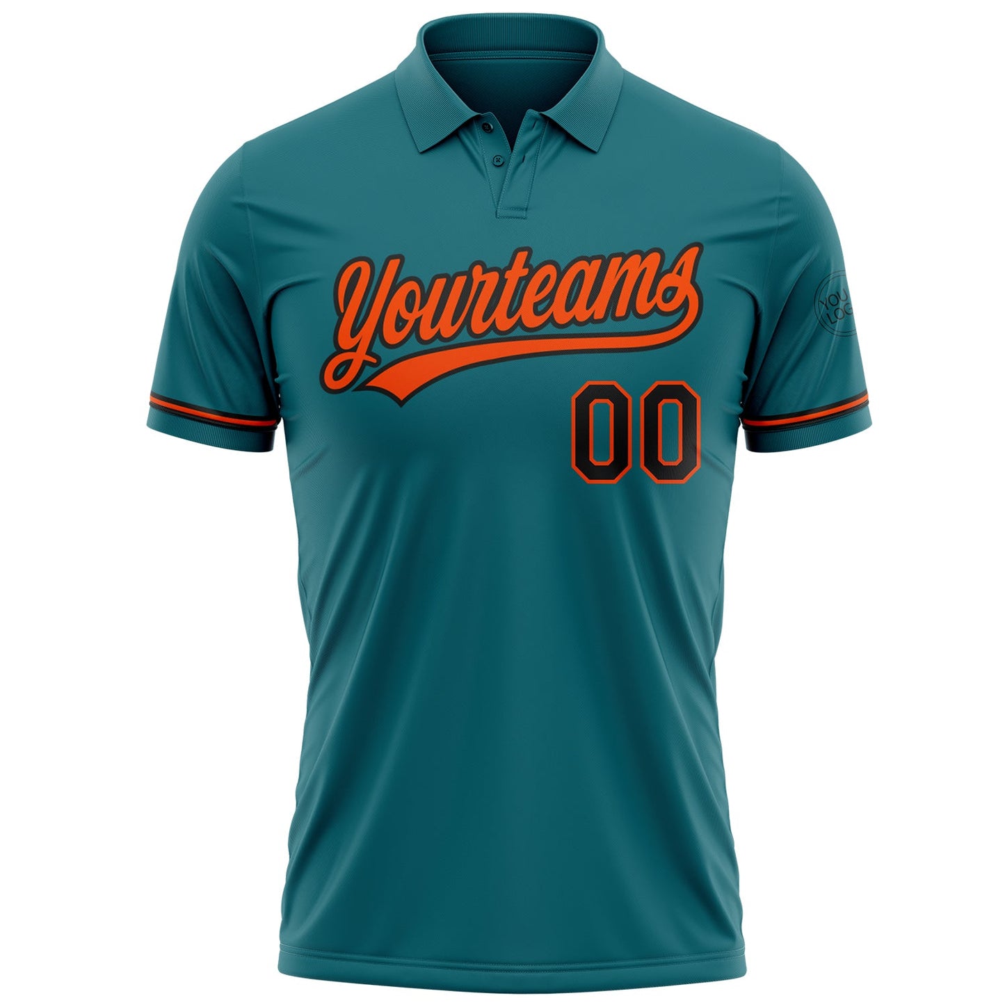 Custom Teal Black-Orange Performance Vapor Golf Polo Shirt view 2