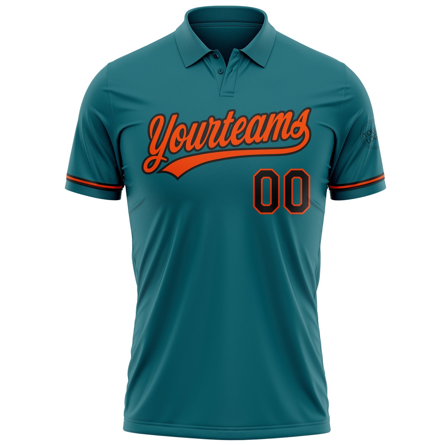 Custom Teal Black-Orange Performance Vapor Golf Polo Shirt view 2