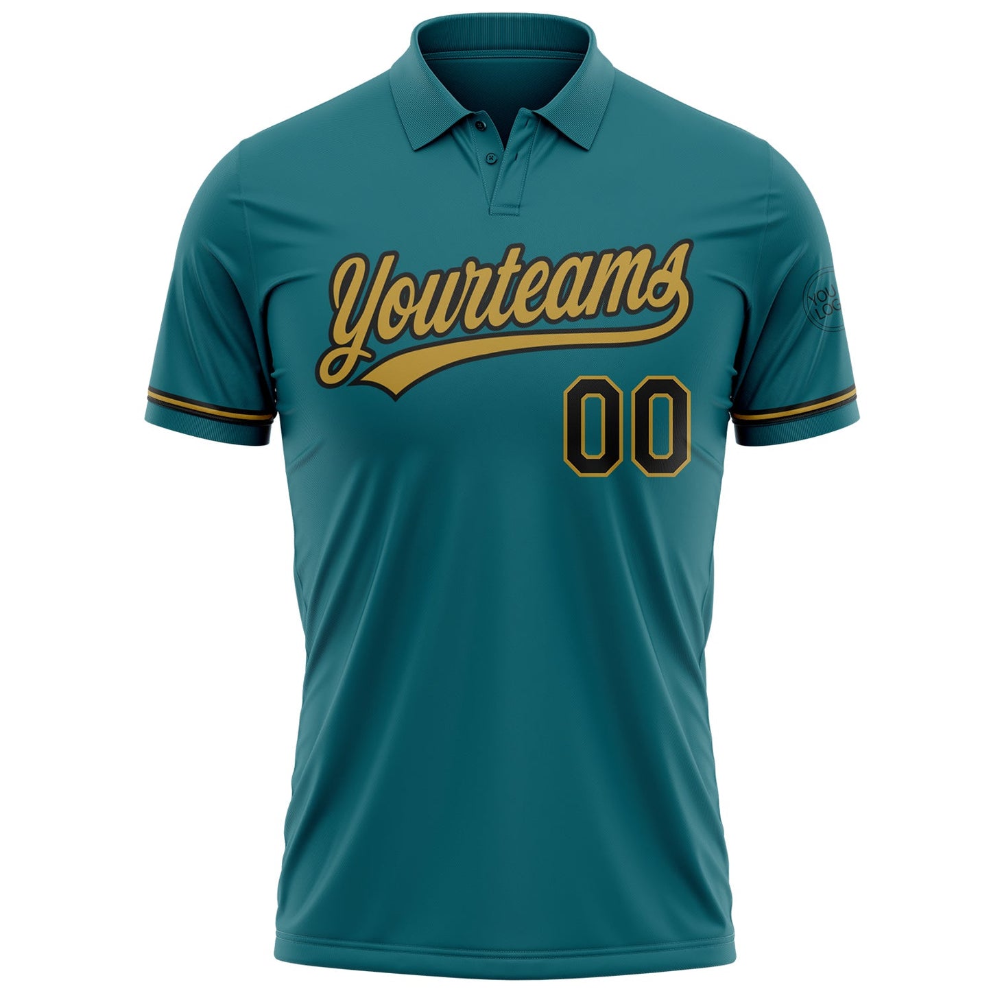Custom Teal Black-Old Gold Performance Vapor Golf Polo Shirt view 2