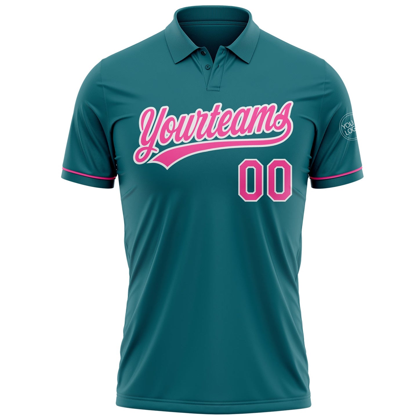 Custom Teal Pink-White Performance Vapor Golf Polo Shirt view 2