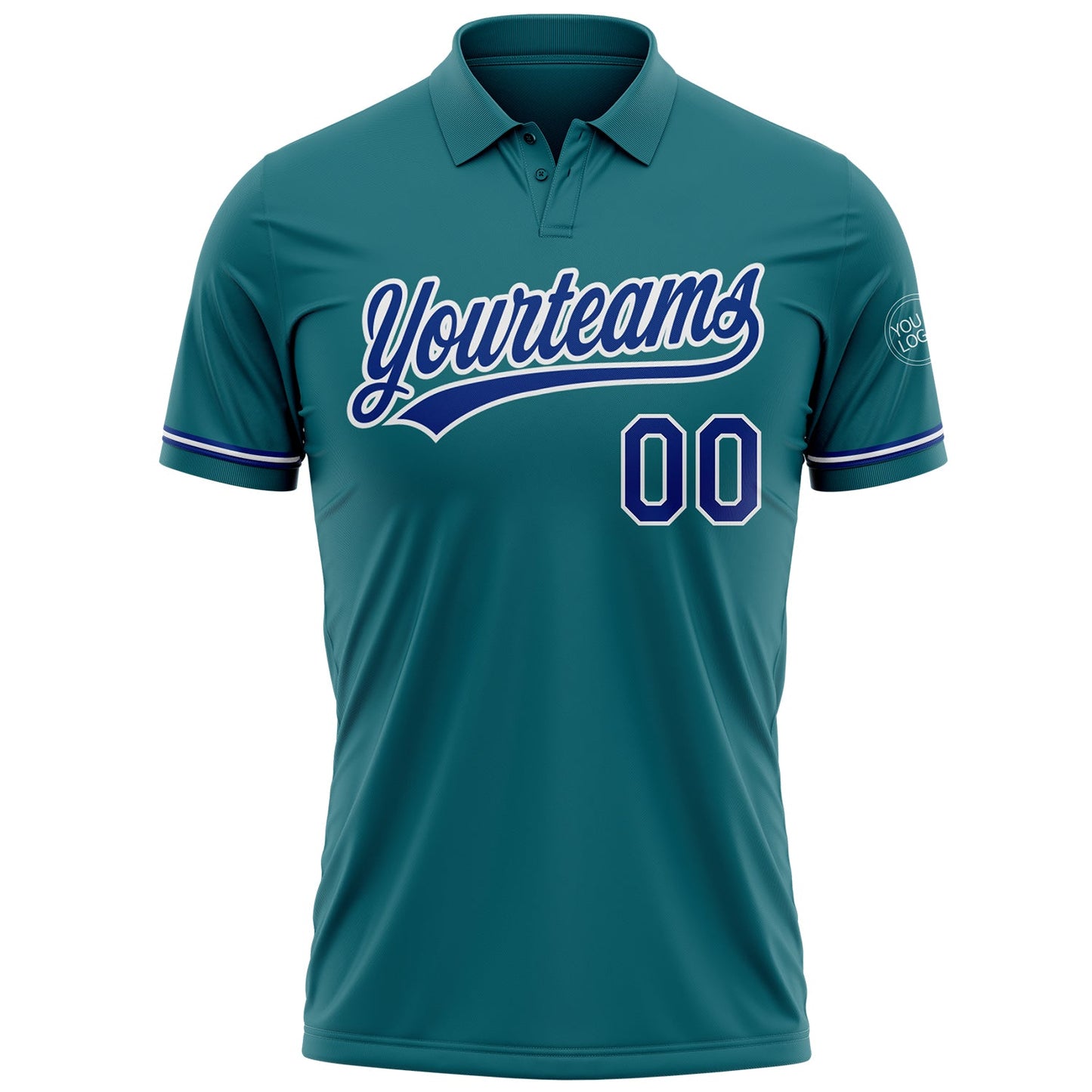Custom Teal Royal-White Performance Vapor Golf Polo Shirt view 2