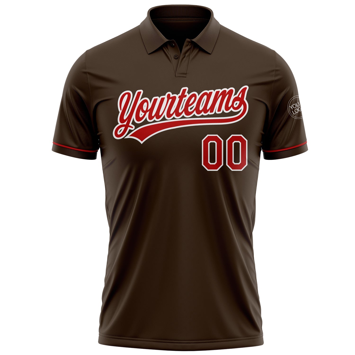 Custom Brown Red-White Performance Vapor Golf Polo Shirt view 2