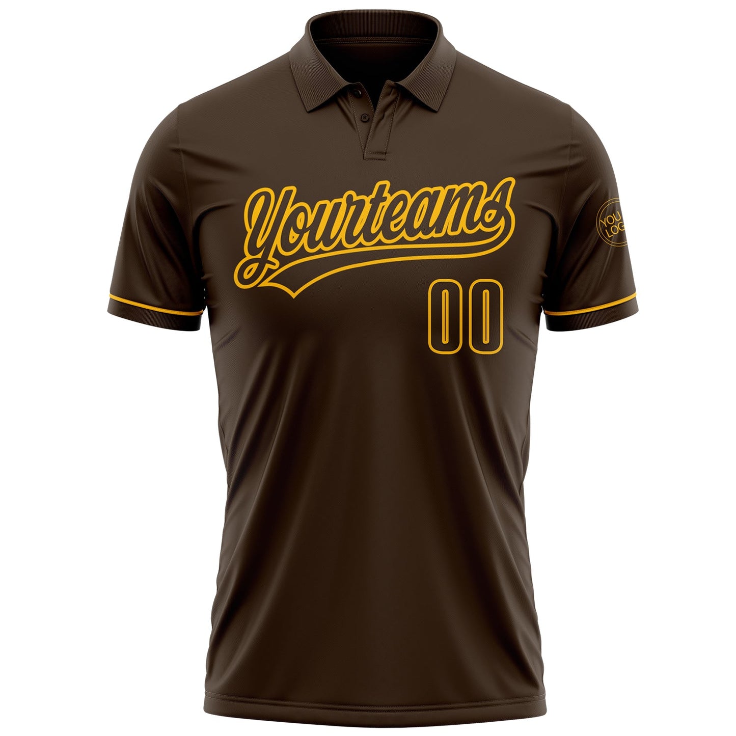 Custom Brown Gold Performance Vapor Golf Polo Shirt view 2