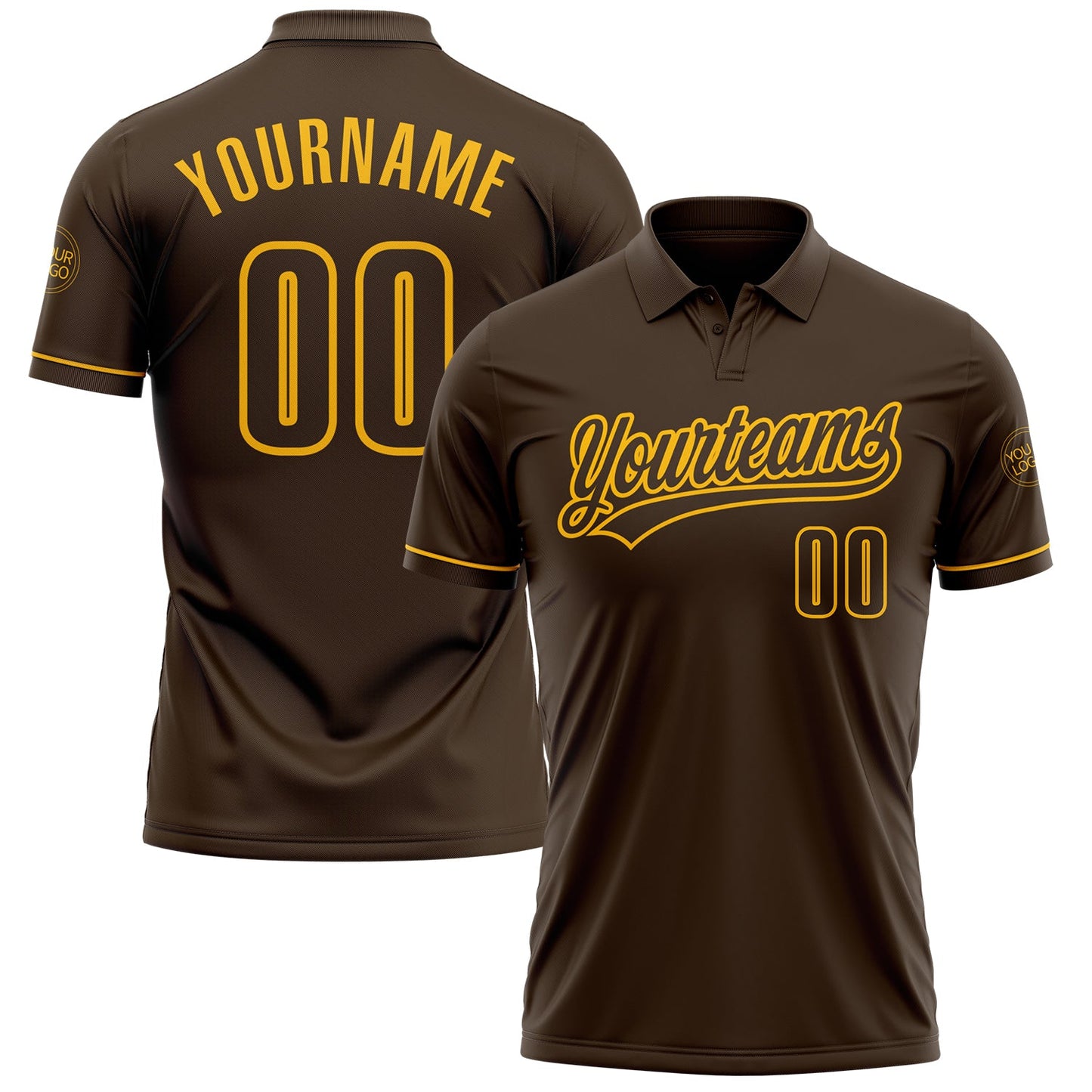 Custom Brown Gold Performance Vapor Golf Polo Shirt - Main View