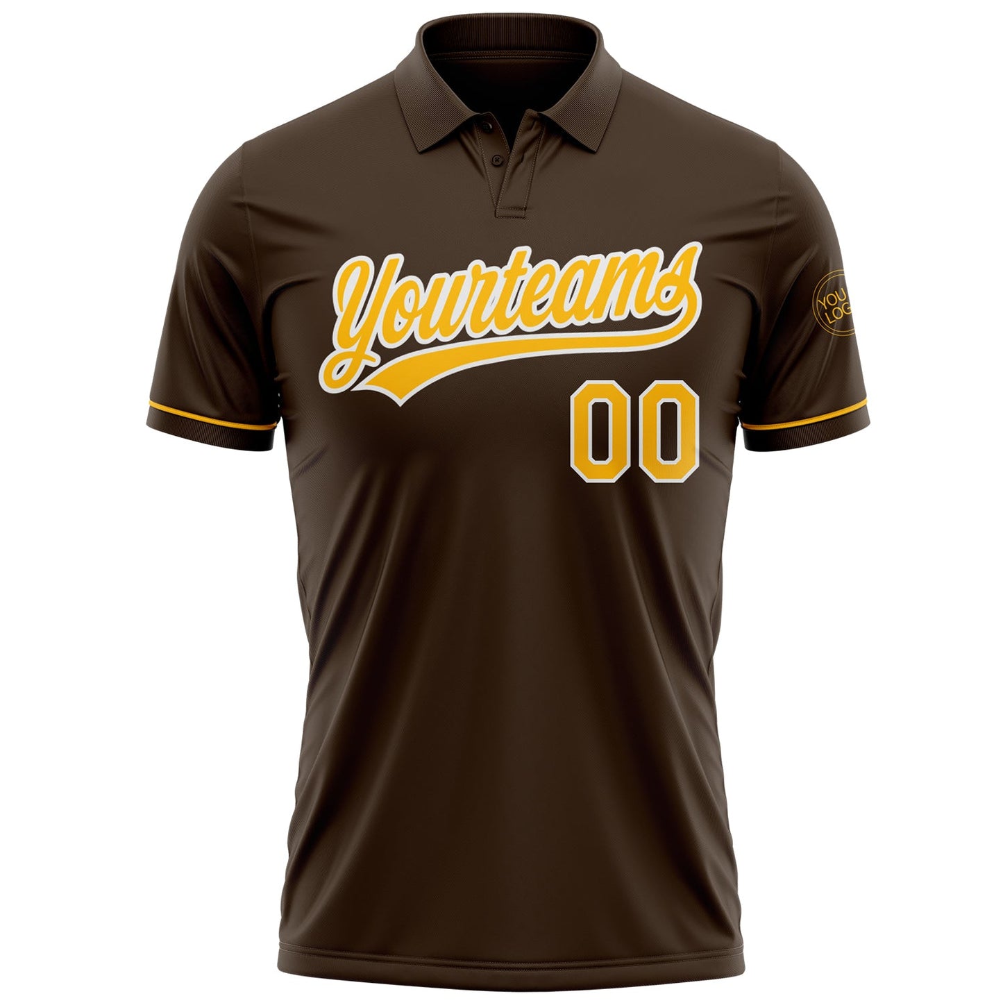 Custom Brown Gold-White Performance Vapor Golf Polo Shirt view 2