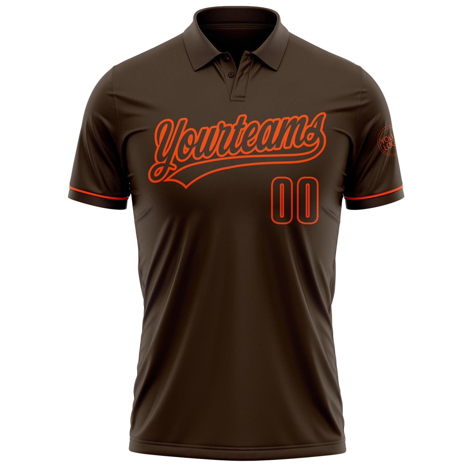 Custom Brown Orange Performance Vapor Golf Polo Shirt view 2