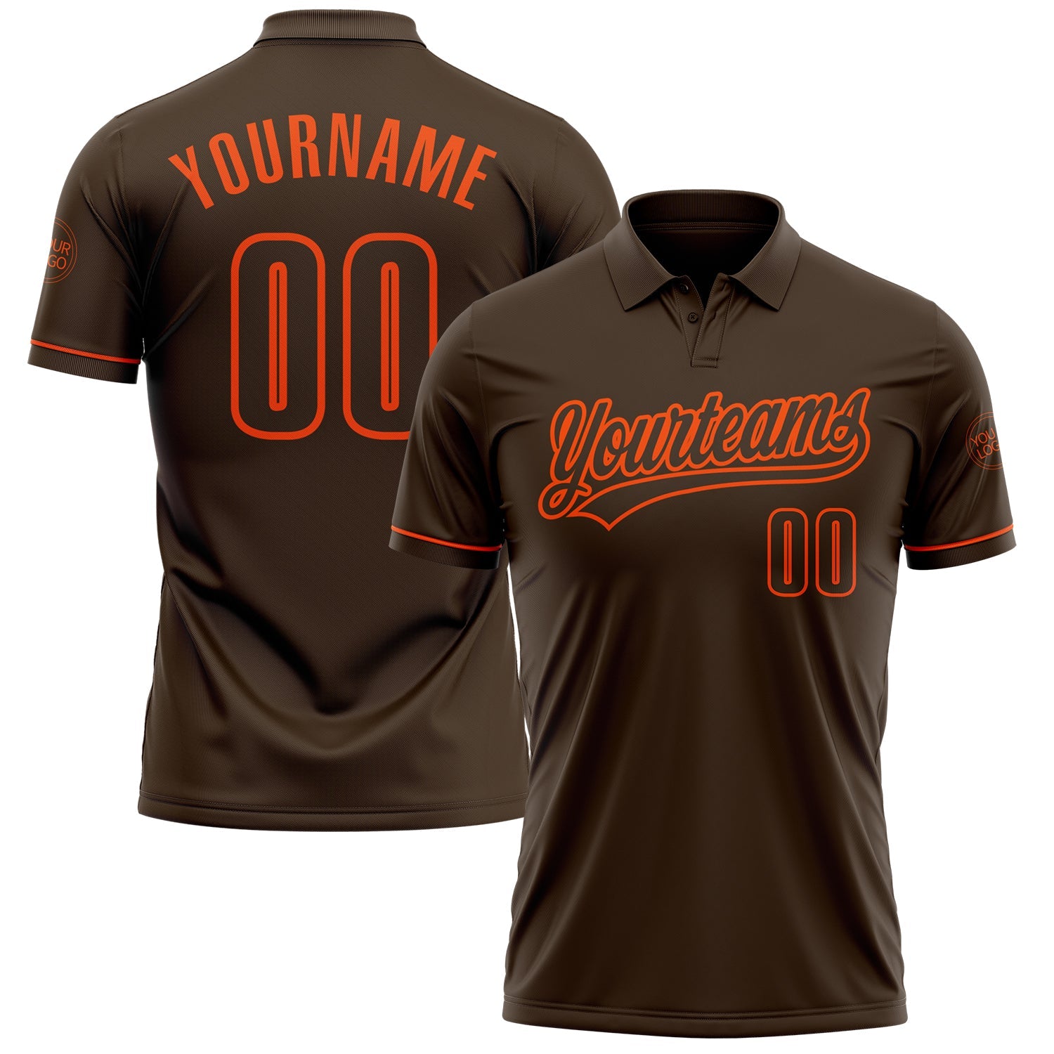 Custom Brown Orange Performance Vapor Golf Polo Shirt - Main View
