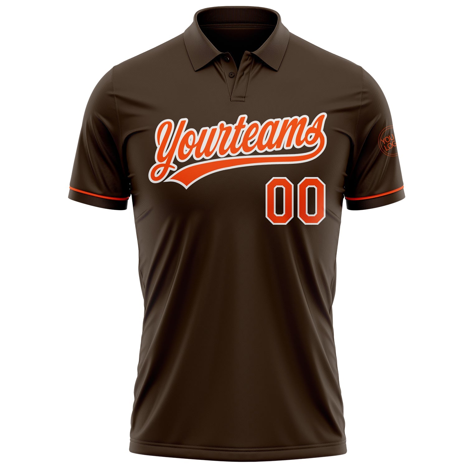 Custom Brown Orange-White Performance Vapor Golf Polo Shirt view 2