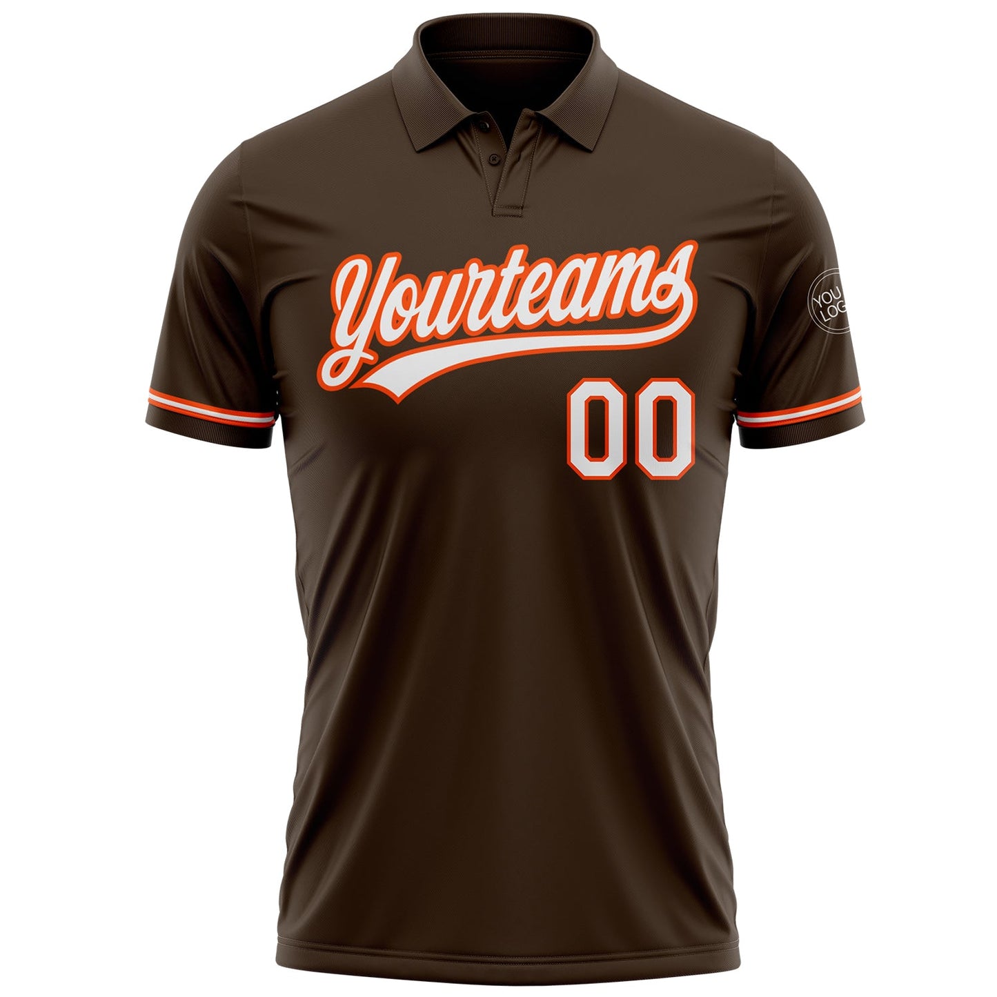Custom Brown White-Orange Performance Vapor Golf Polo Shirt view 2