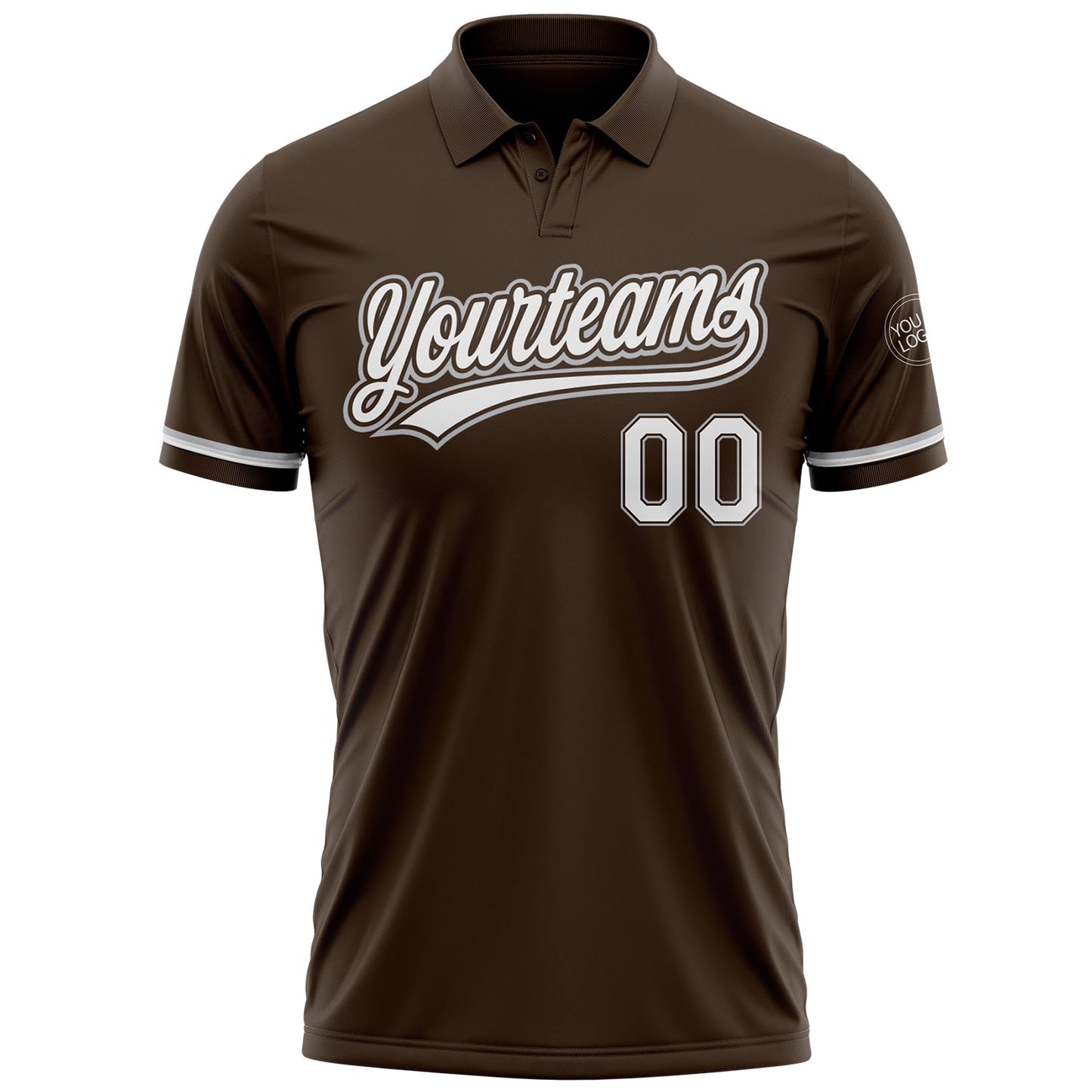 Custom Brown White-Gray Performance Vapor Golf Polo Shirt view 2
