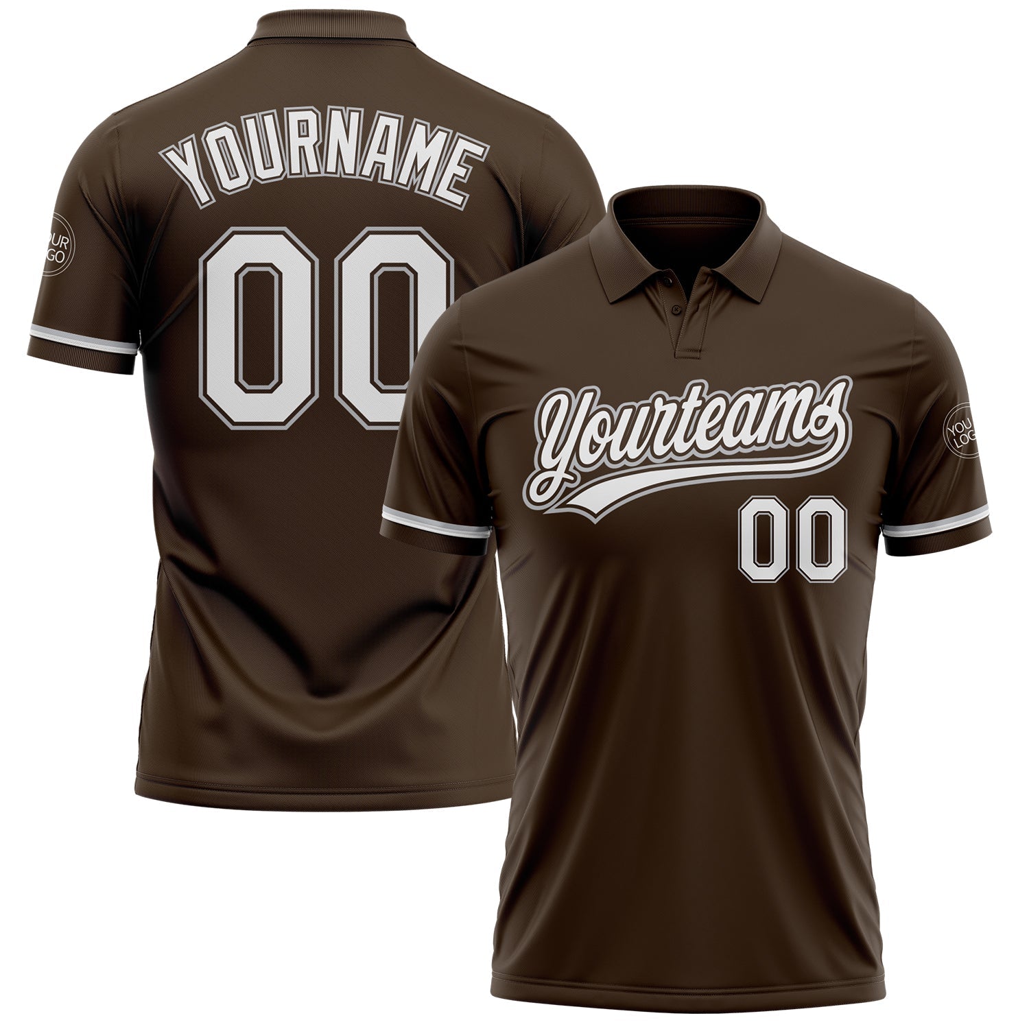 Custom Brown White-Gray Performance Vapor Golf Polo Shirt - Main View