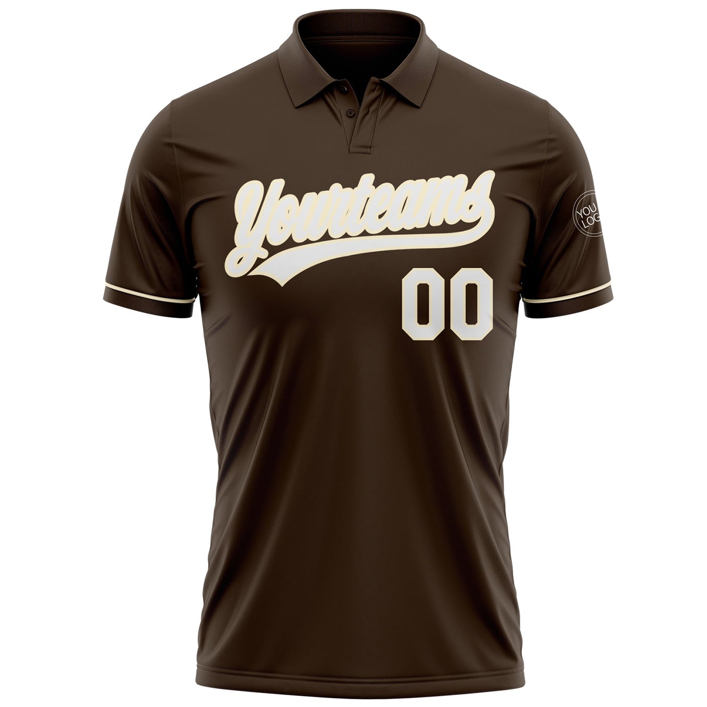 Custom Brown White-Cream Performance Vapor Golf Polo Shirt view 2
