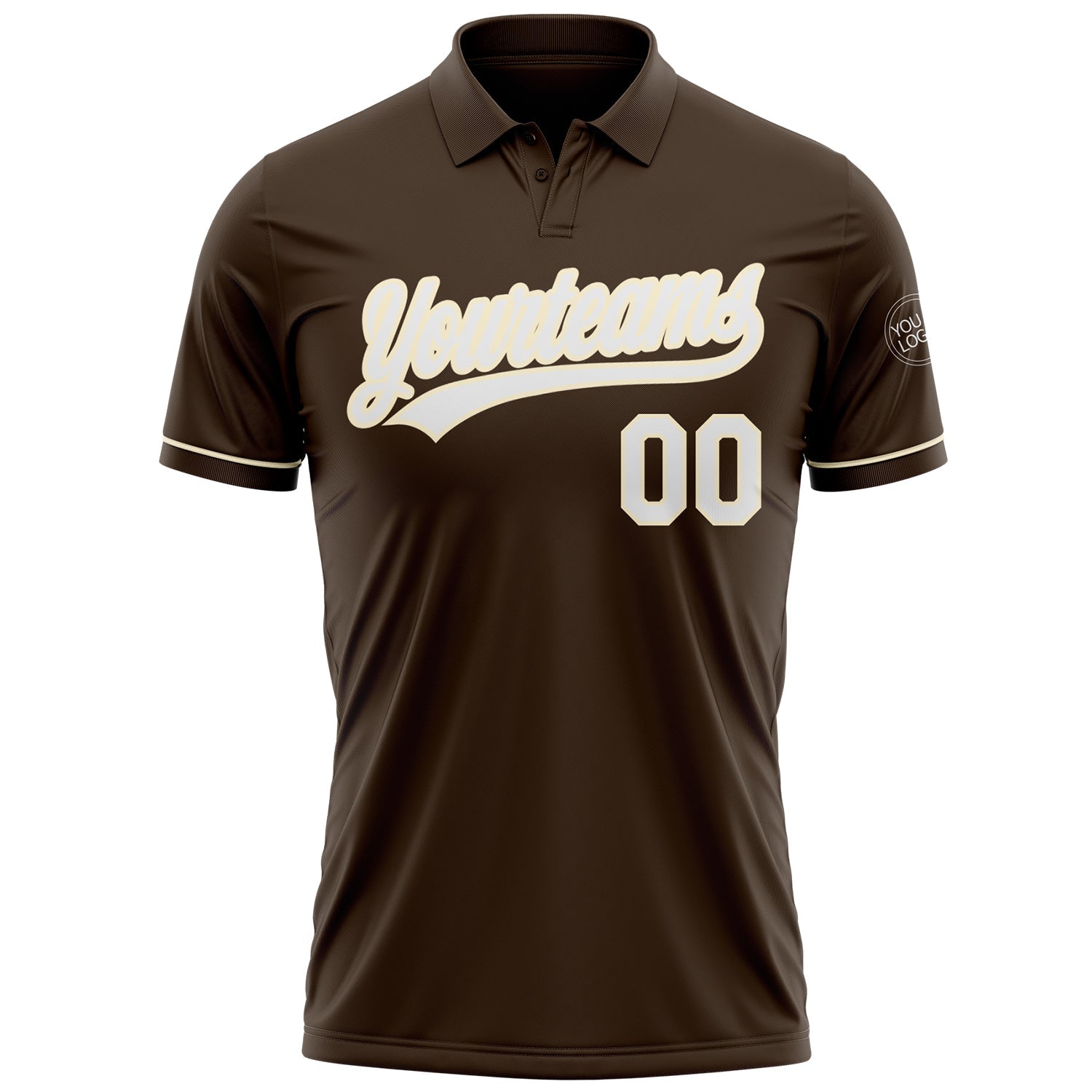 Custom Brown White-Cream Performance Vapor Golf Polo Shirt view 2
