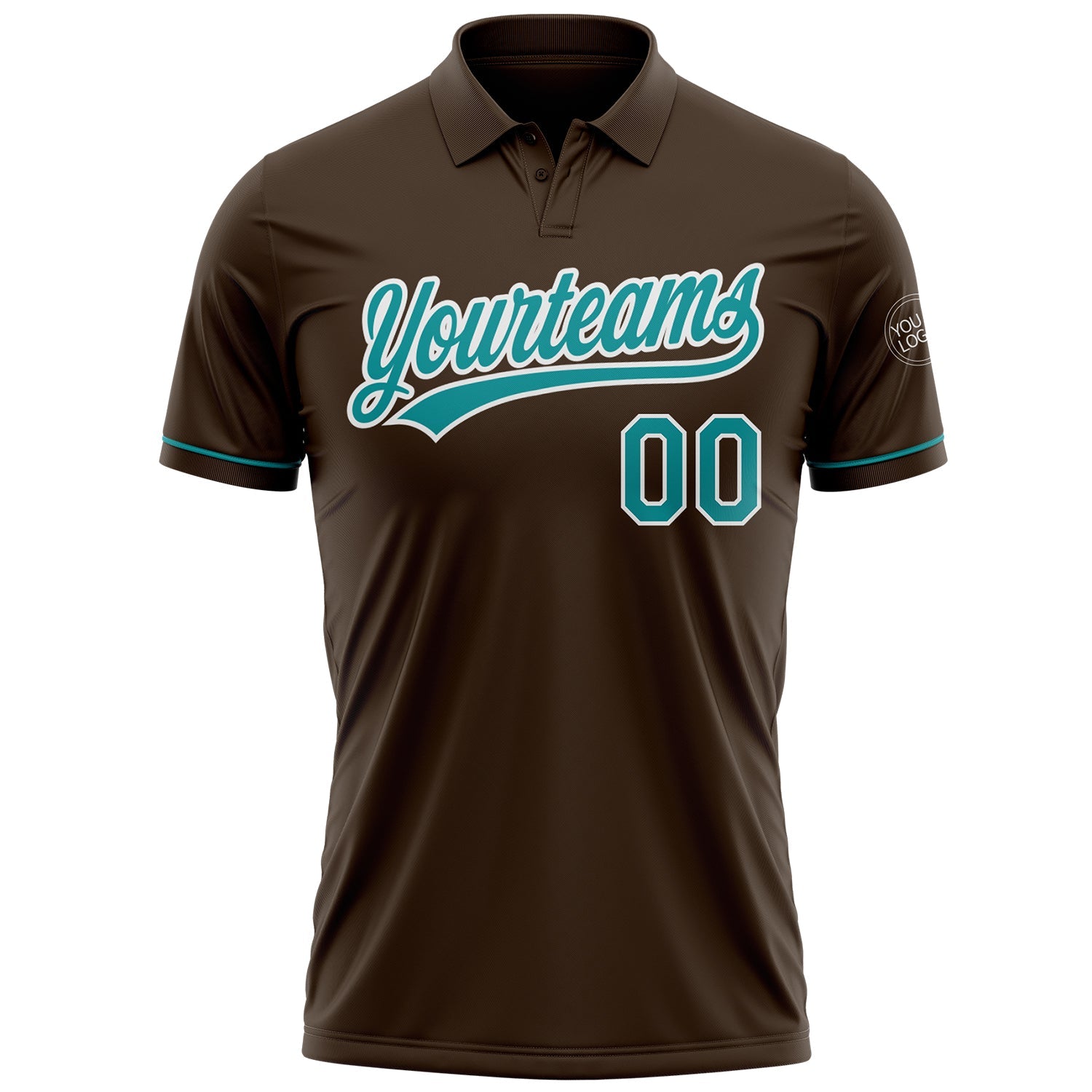 Custom Brown Teal-White Performance Vapor Golf Polo Shirt view 2