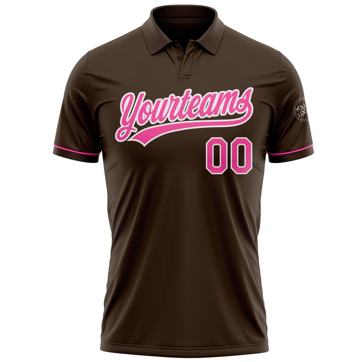 Custom Brown Pink-White Performance Vapor Golf Polo Shirt view 2