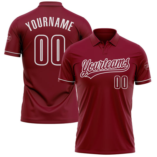 Custom Crimson White Performance Vapor Golf Polo Shirt - Main View