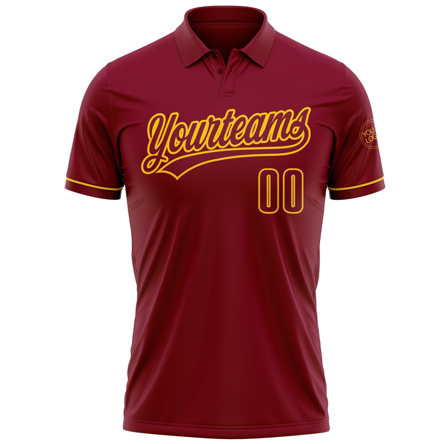 Custom Crimson Yellow Performance Vapor Golf Polo Shirt view 2