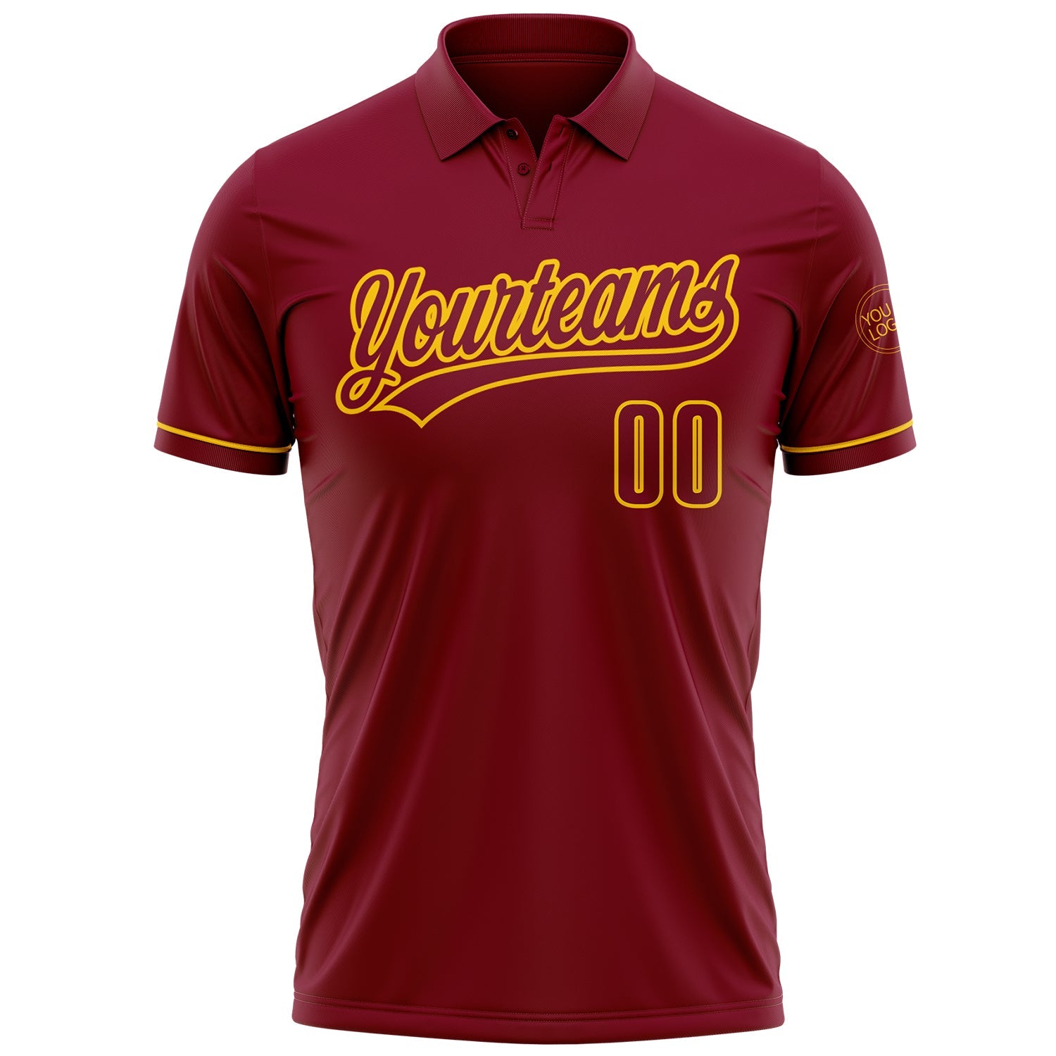 Custom Crimson Yellow Performance Vapor Golf Polo Shirt view 2