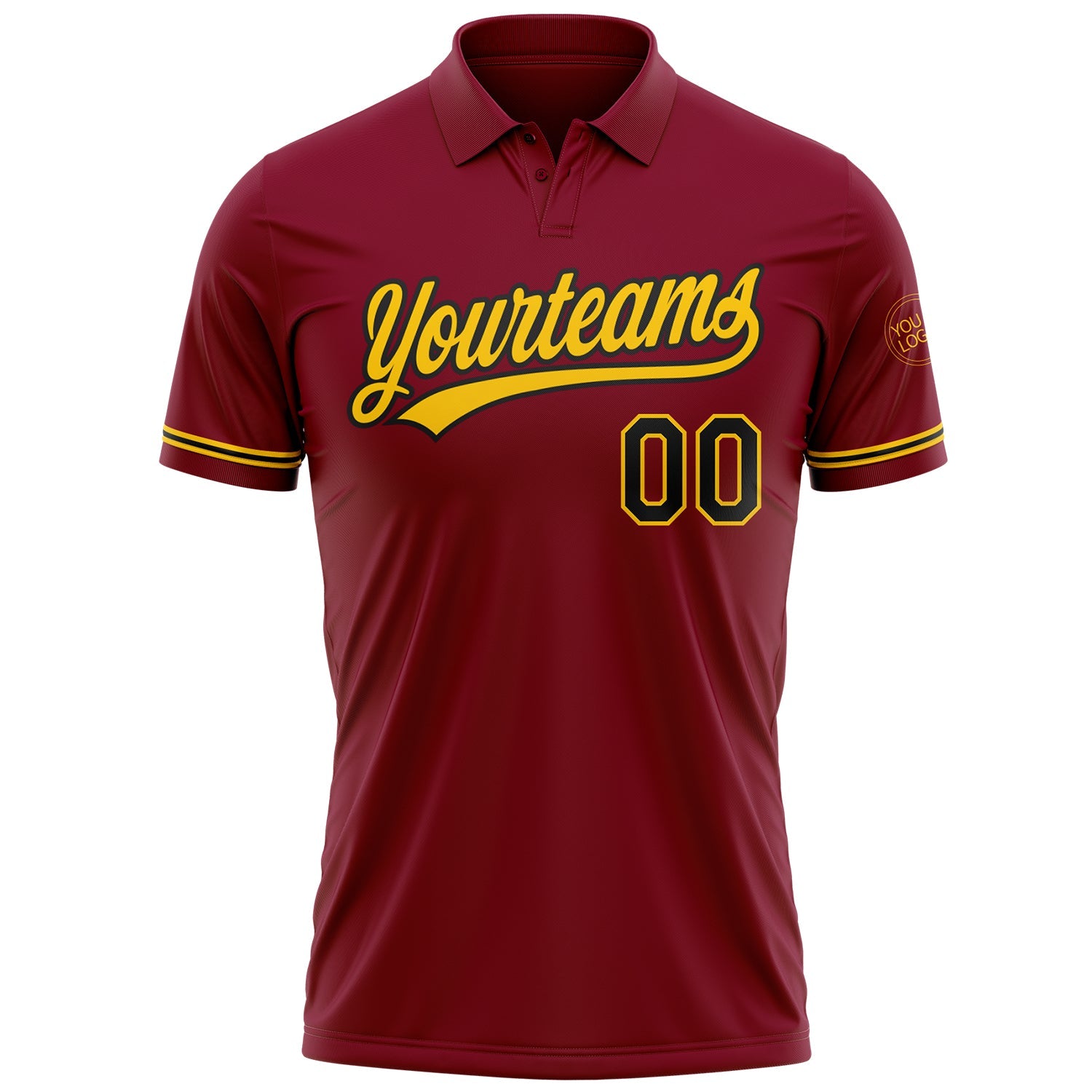 Custom Crimson Black-Yellow Performance Vapor Golf Polo Shirt view 2