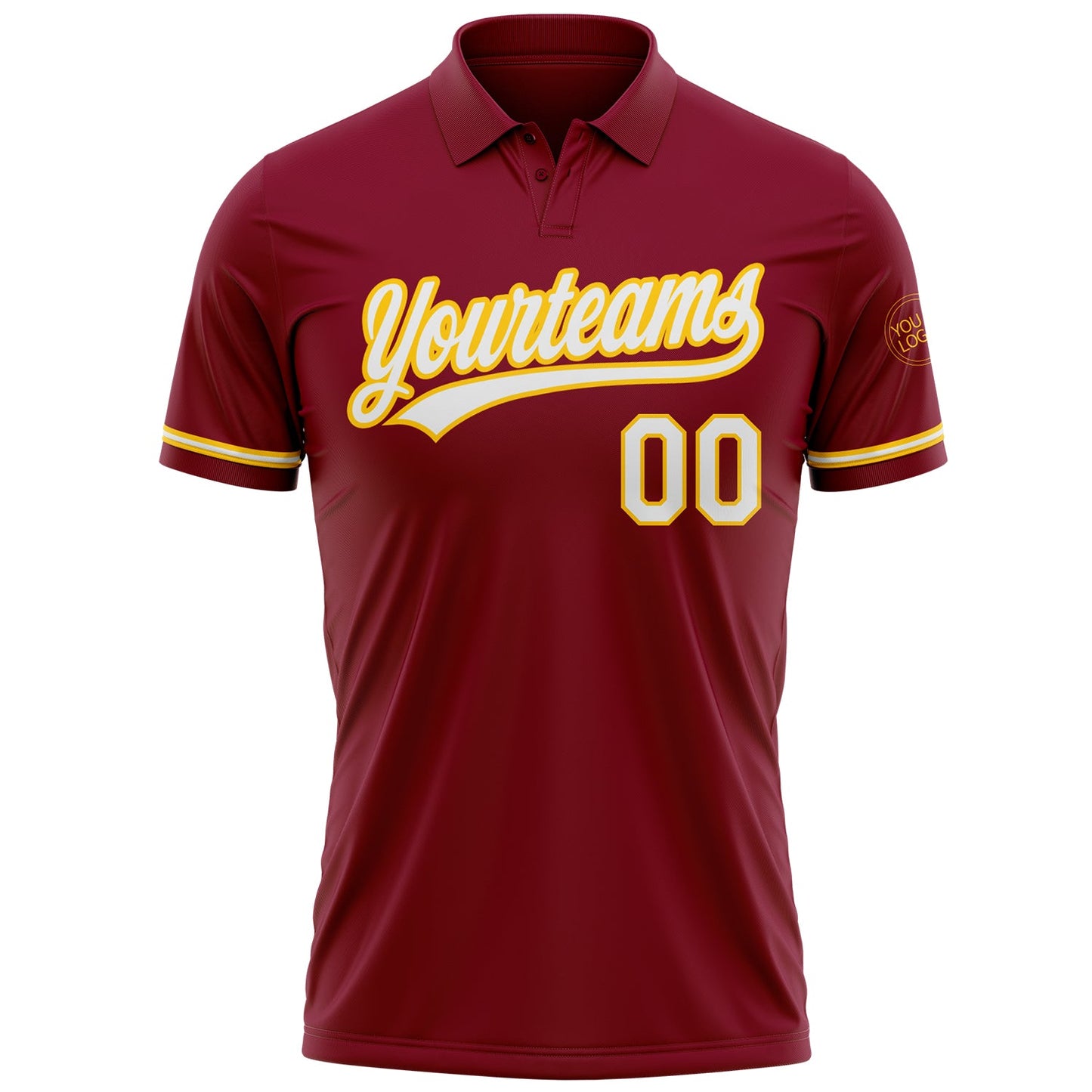 Custom Crimson White-Yellow Performance Vapor Golf Polo Shirt view 2