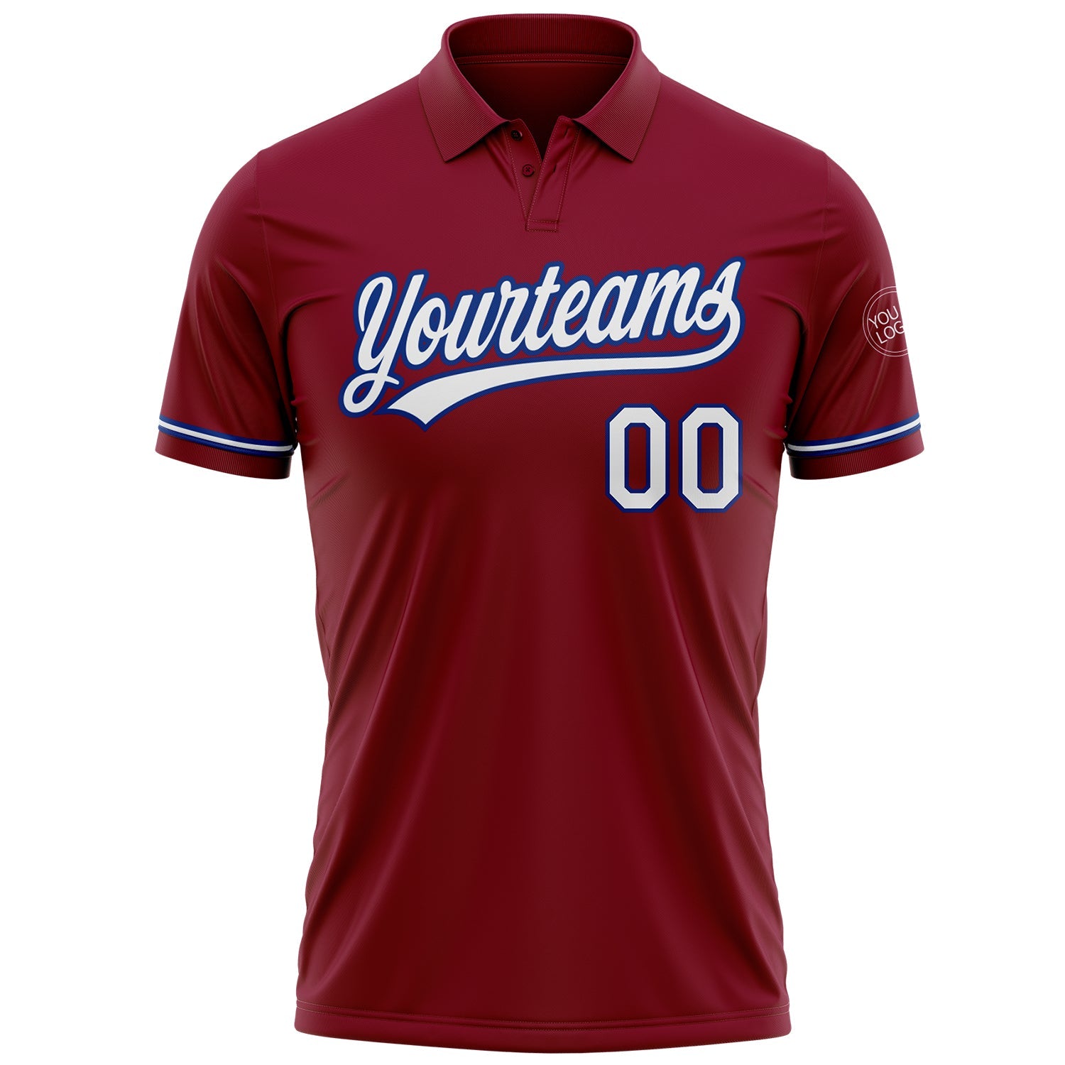 Custom Crimson White-Royal Performance Vapor Golf Polo Shirt view 2