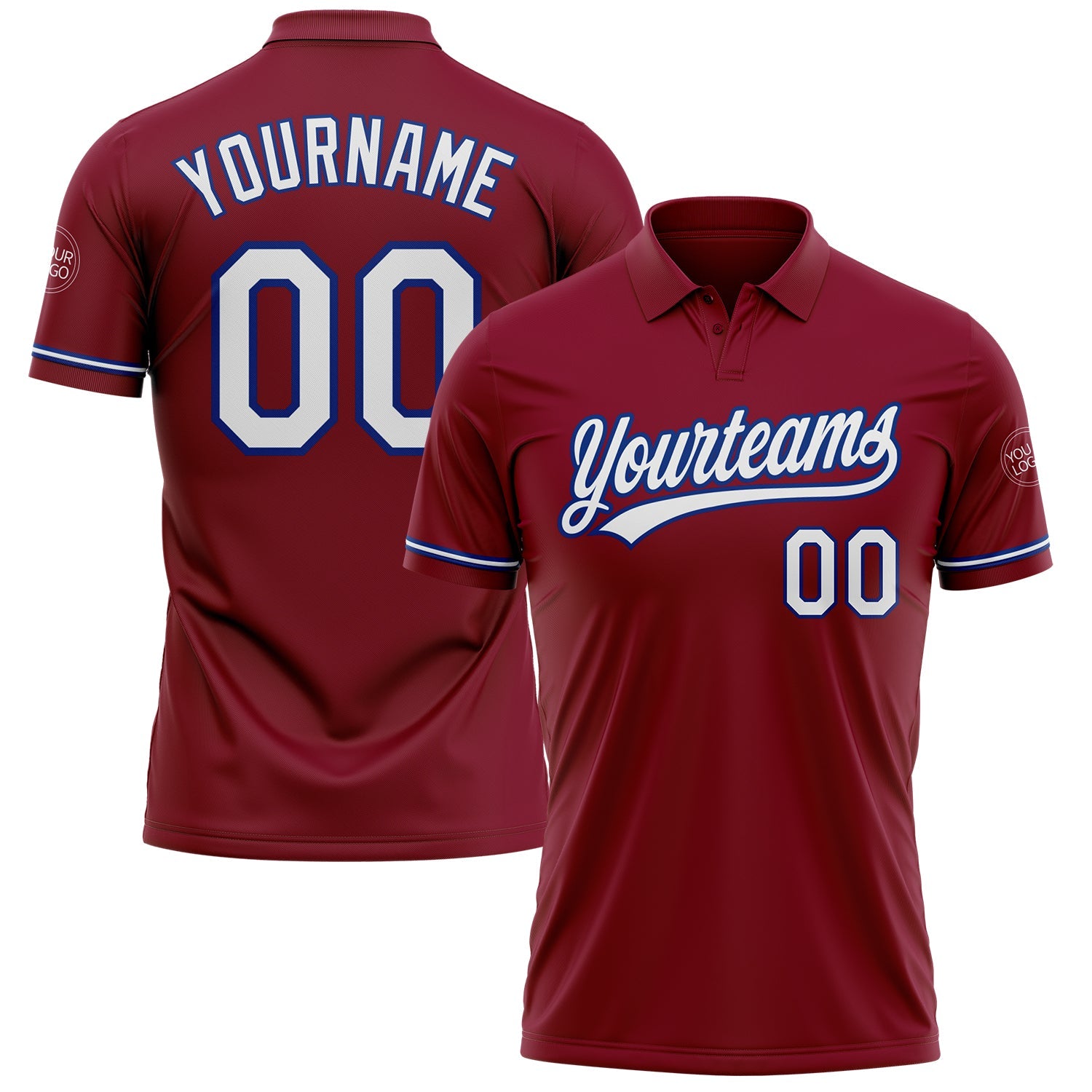 Custom Crimson White-Royal Performance Vapor Golf Polo Shirt - Main View
