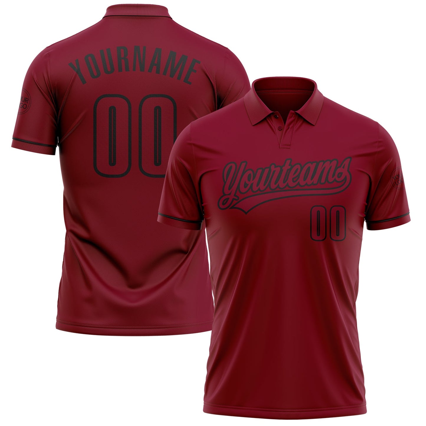 Custom Crimson Black Performance Vapor Golf Polo Shirt - Main View