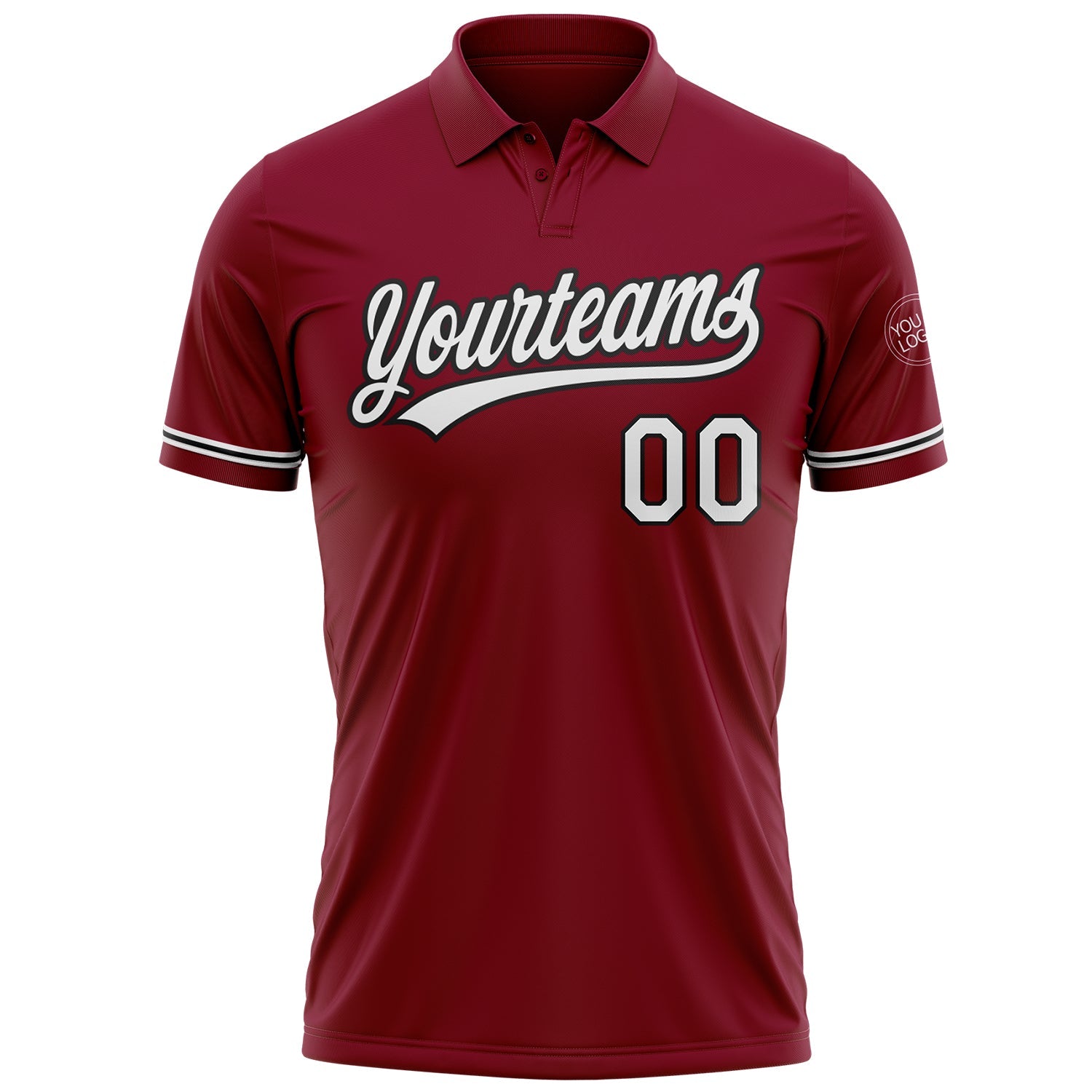 Custom Crimson White-Black Performance Vapor Golf Polo Shirt view 2