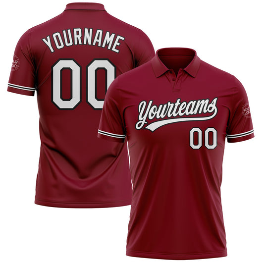 Custom Crimson White-Black Performance Vapor Golf Polo Shirt - Main View