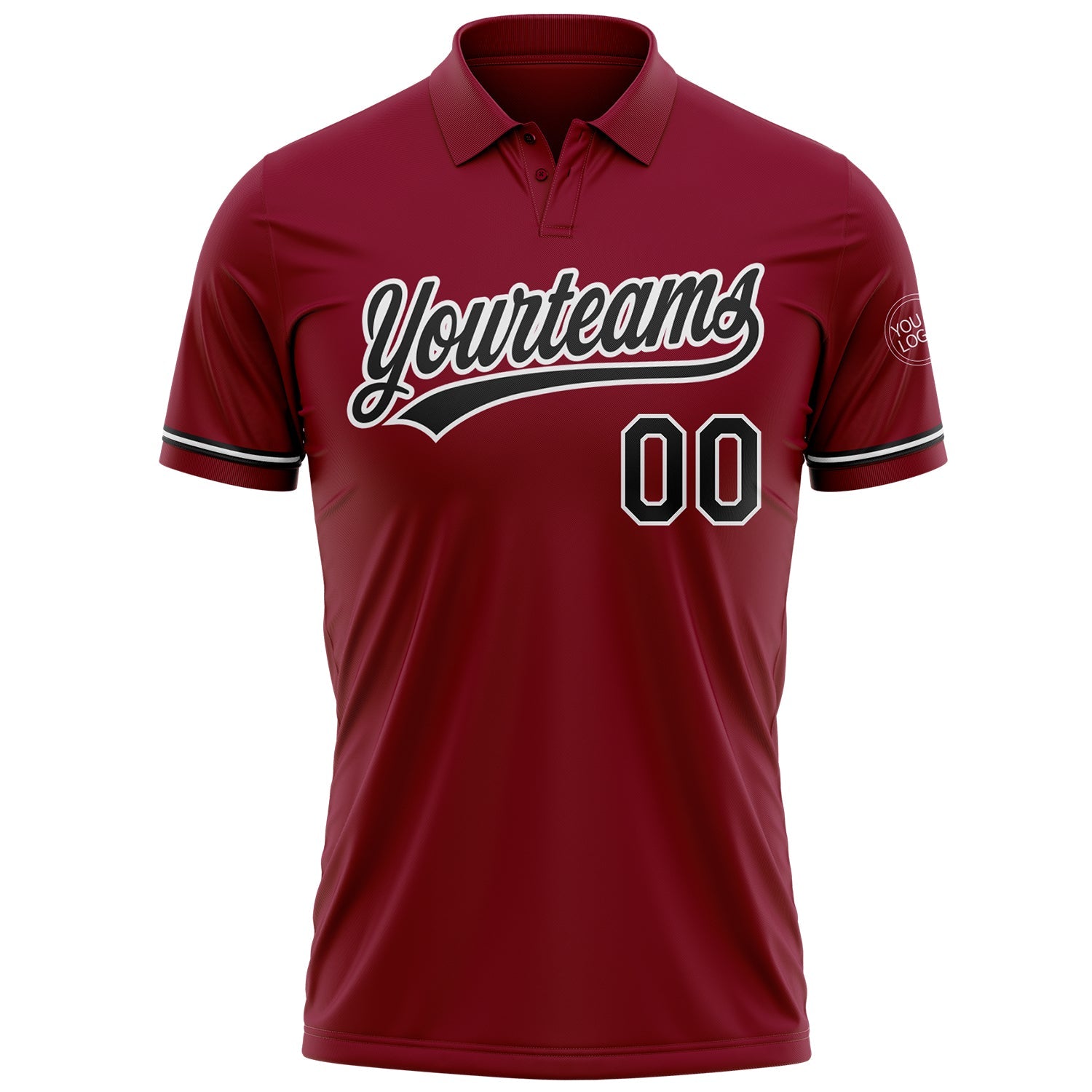 Custom Crimson Black-White Performance Vapor Golf Polo Shirt view 2