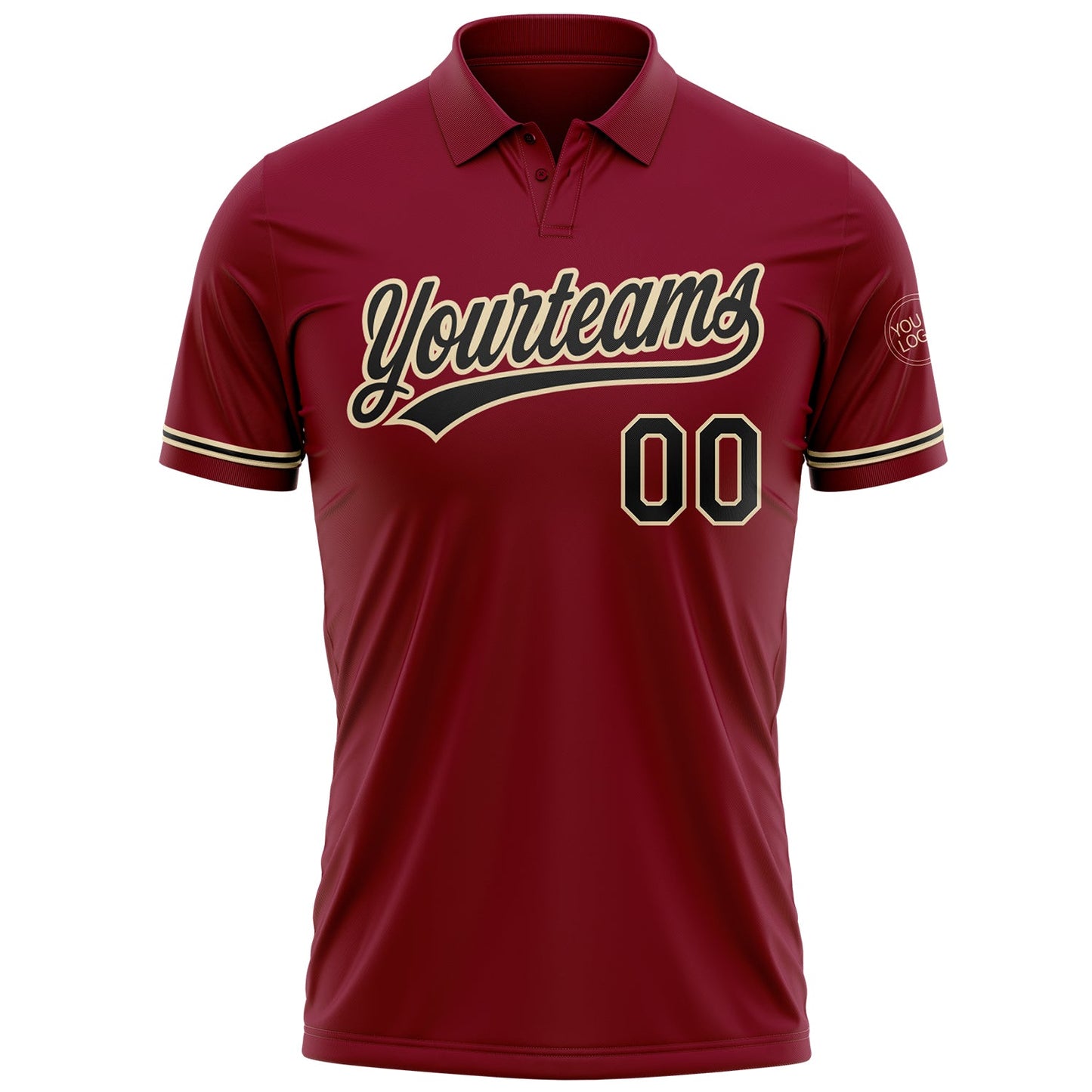 Custom Crimson Black-City Cream Performance Vapor Golf Polo Shirt view 2