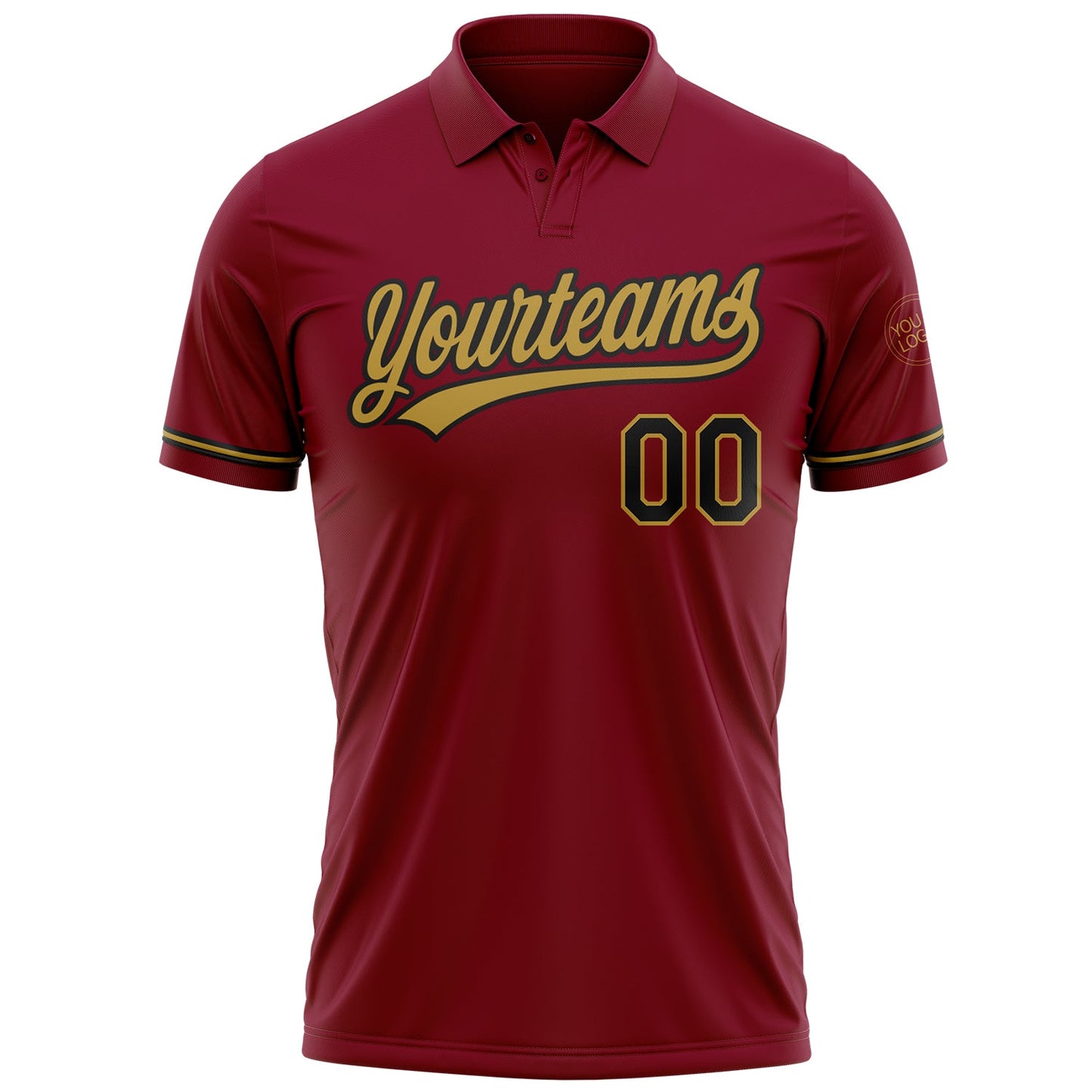 Custom Crimson Black-Old Gold Performance Vapor Golf Polo Shirt view 2