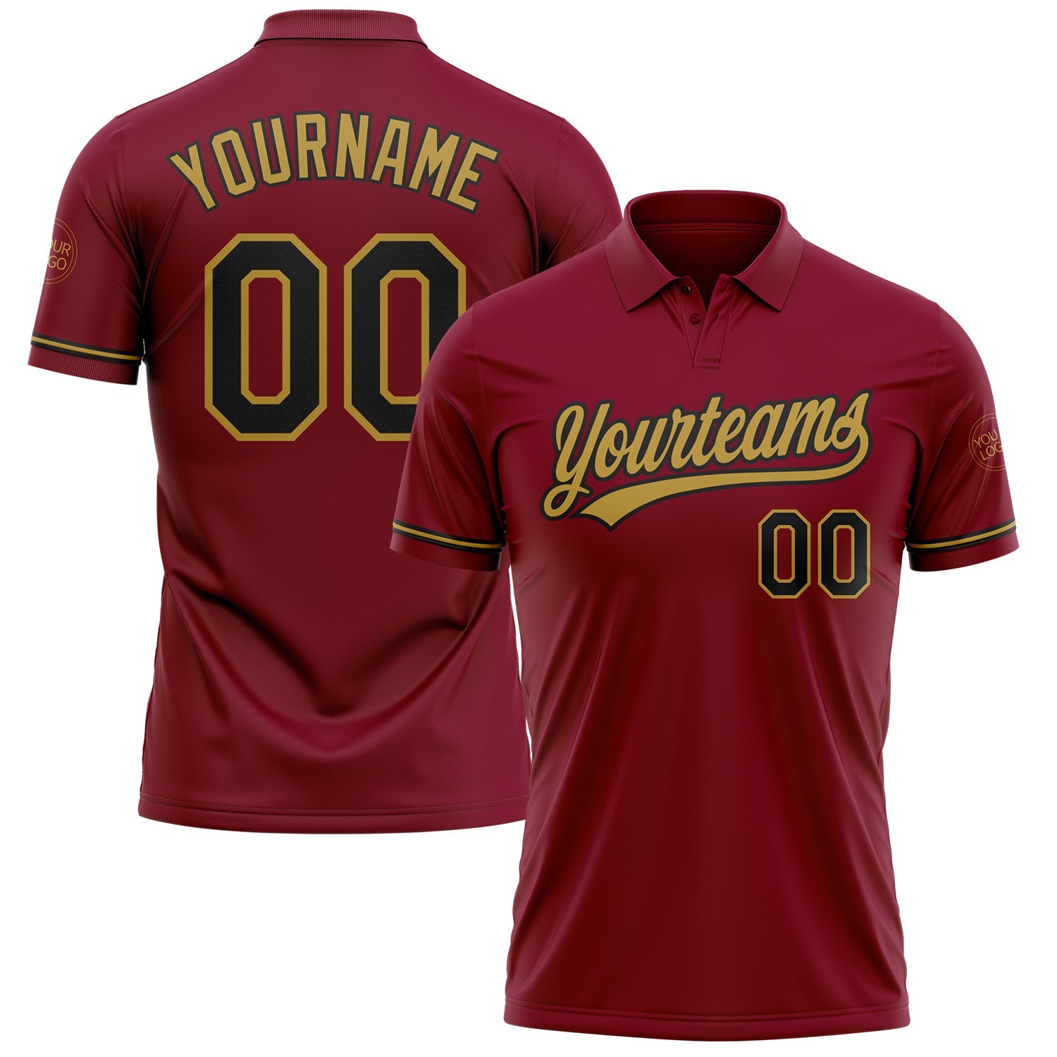 Custom Crimson Black-Old Gold Performance Vapor Golf Polo Shirt - Main View