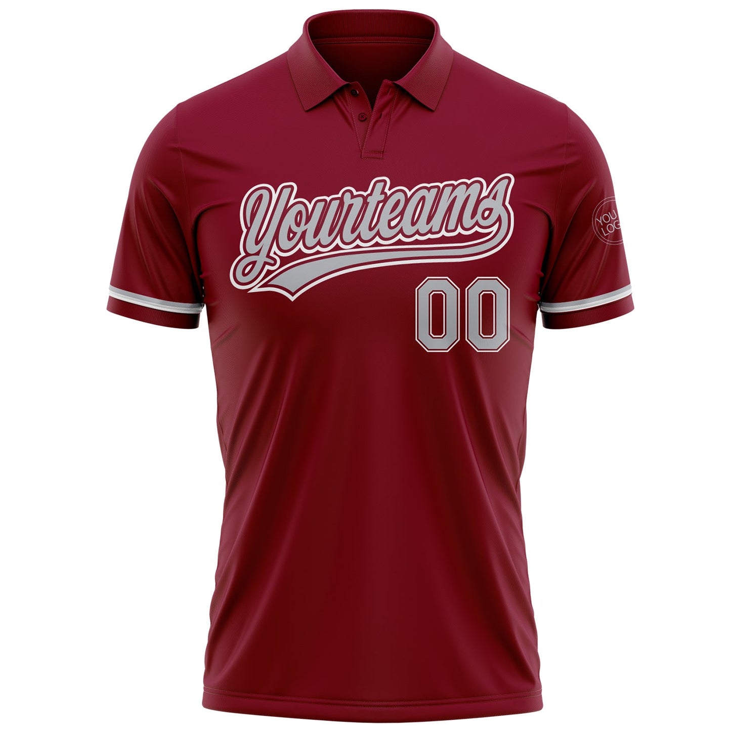 Custom Crimson Gray-White Performance Vapor Golf Polo Shirt view 2