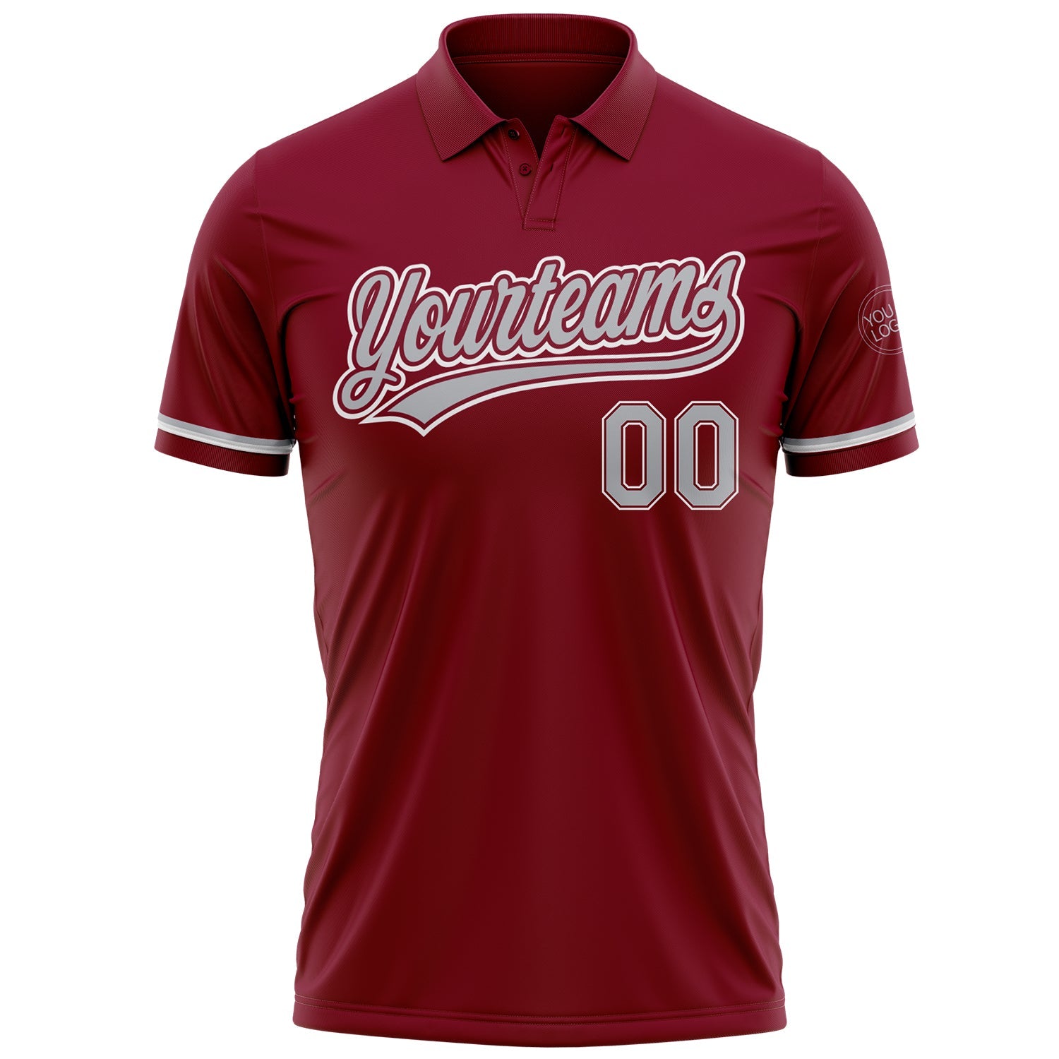 Custom Crimson Gray-White Performance Vapor Golf Polo Shirt view 2