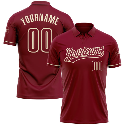 Custom Crimson Cream Performance Vapor Golf Polo Shirt - Main View