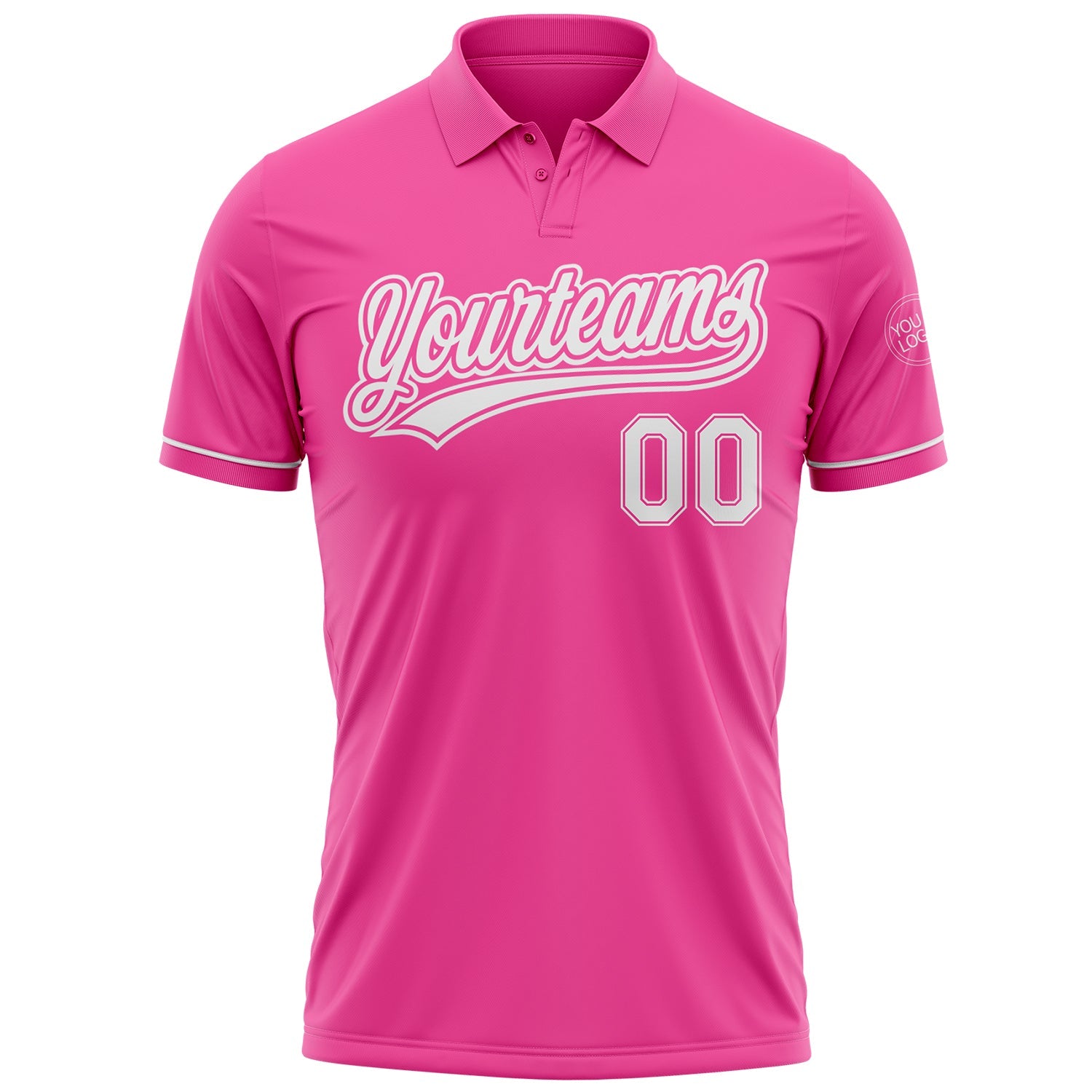 Custom Pink White Performance Vapor Golf Polo Shirt view 2