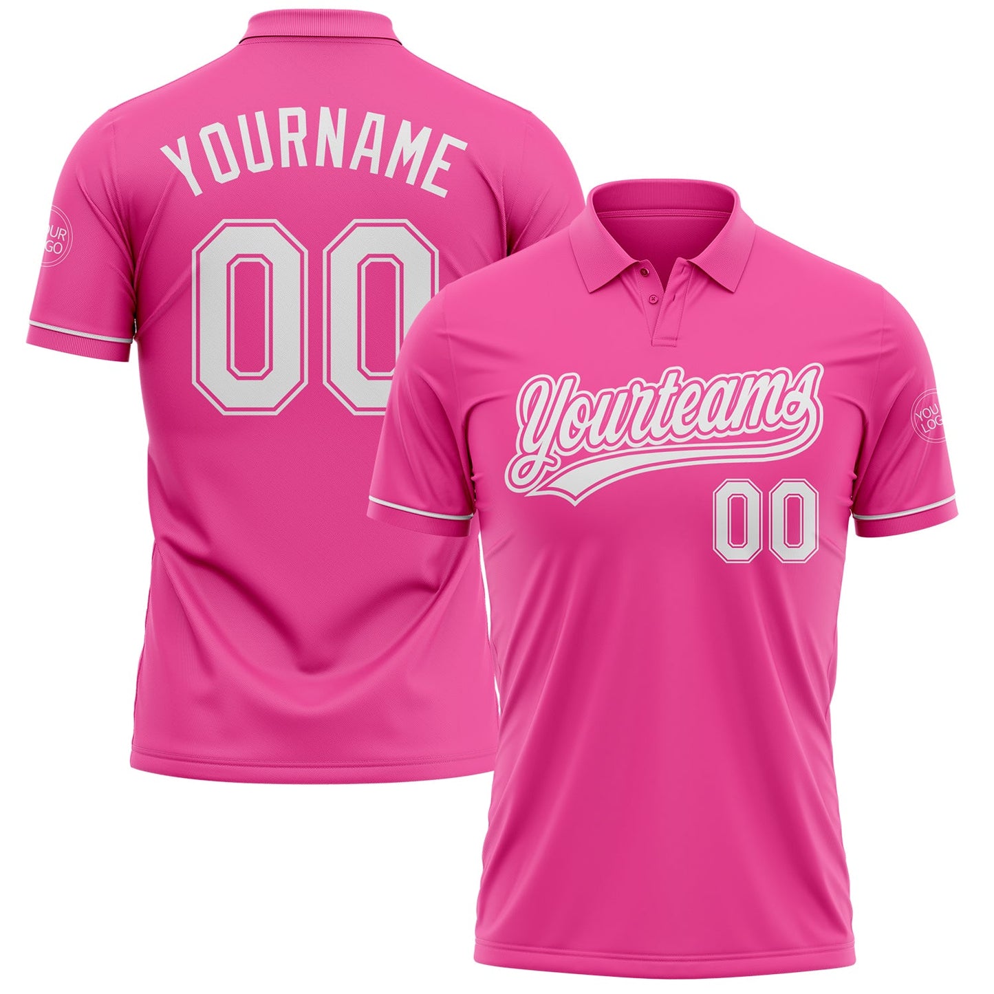 Custom Pink White Performance Vapor Golf Polo Shirt - Main View