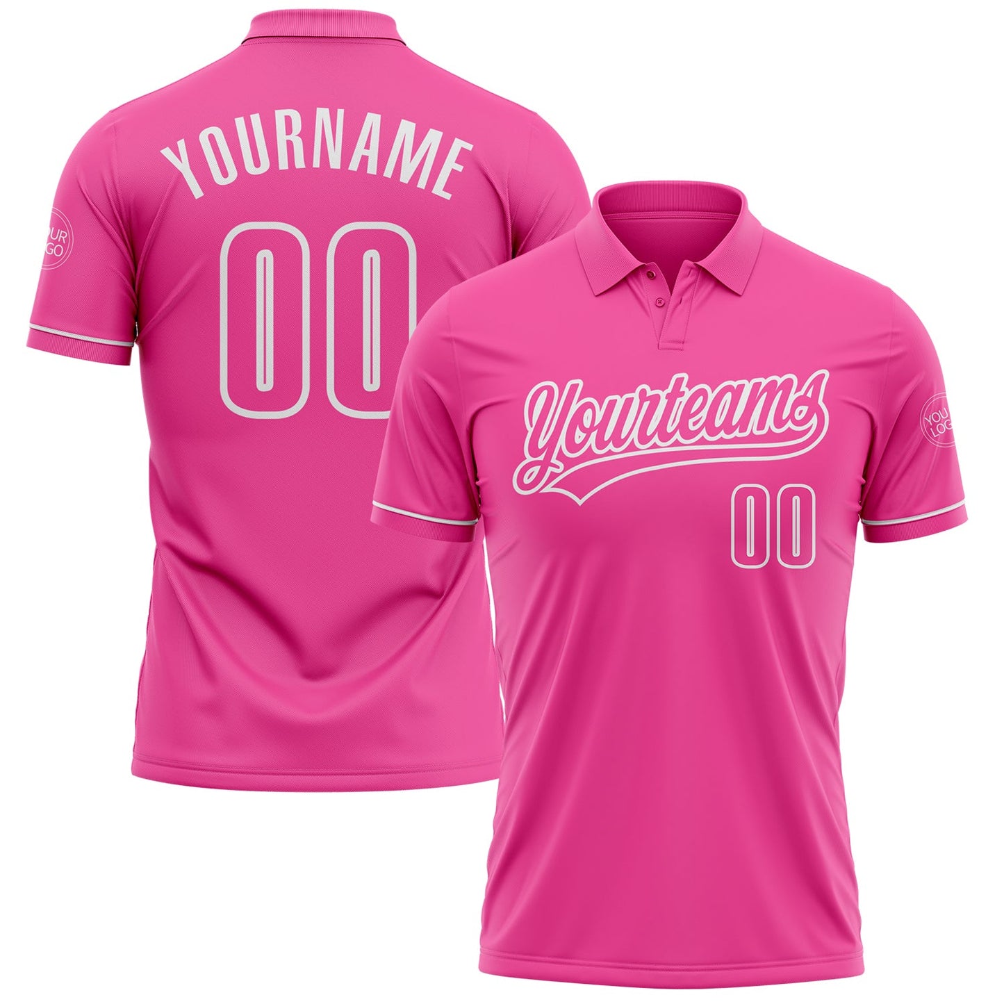 Custom Pink White Performance Vapor Golf Polo Shirt - Main View