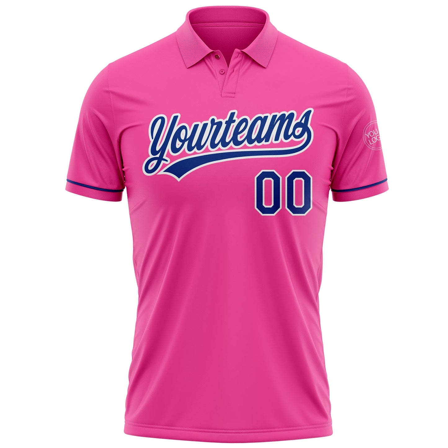 Custom Pink Royal-White Performance Vapor Golf Polo Shirt view 2