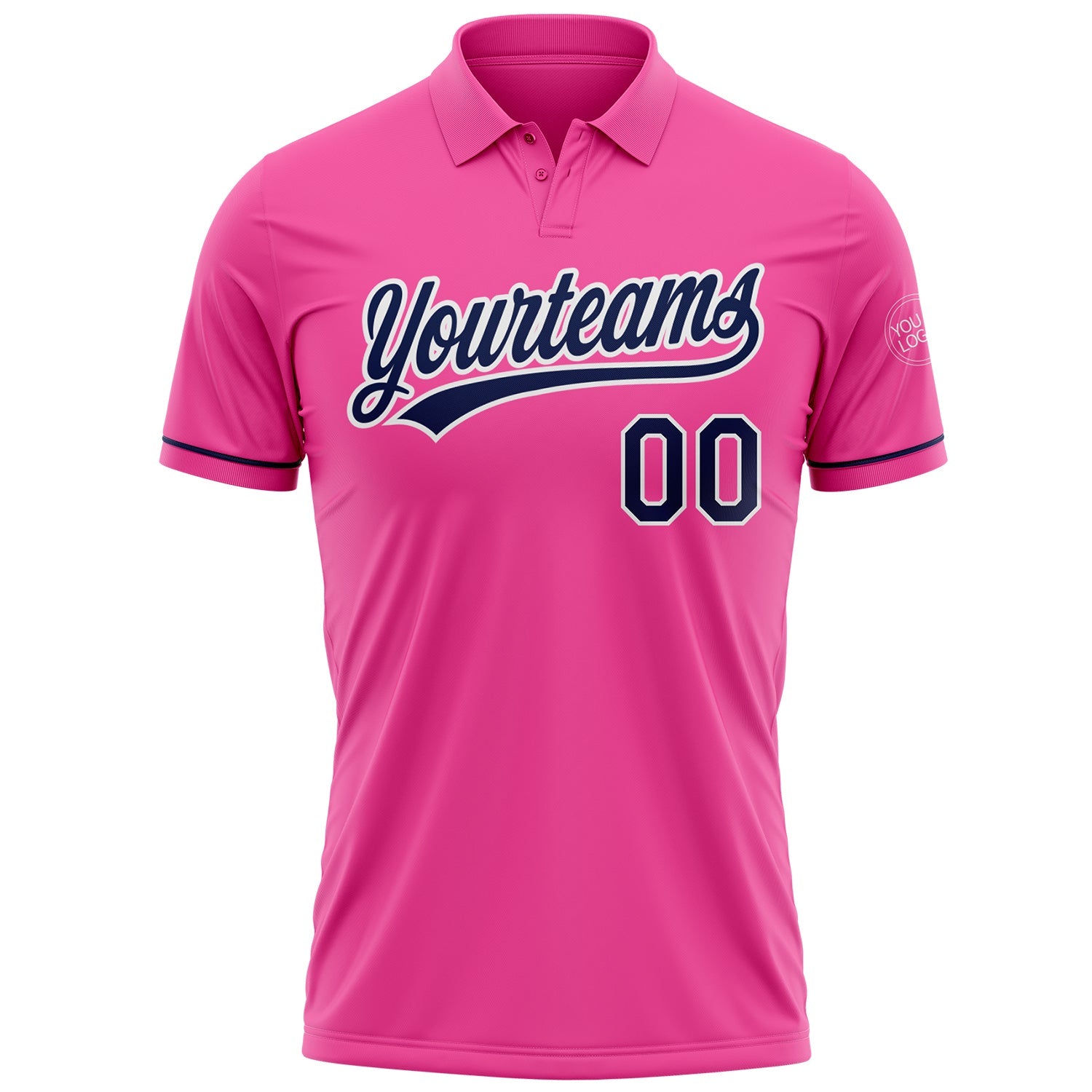 Custom Pink Navy-White Performance Vapor Golf Polo Shirt view 2