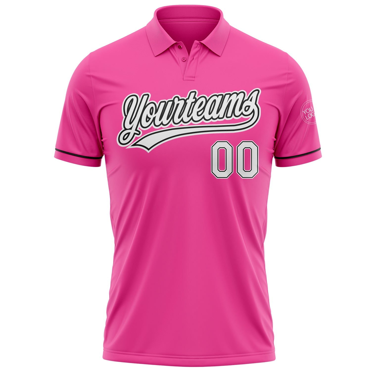 Custom Pink White-Black Performance Vapor Golf Polo Shirt view 2