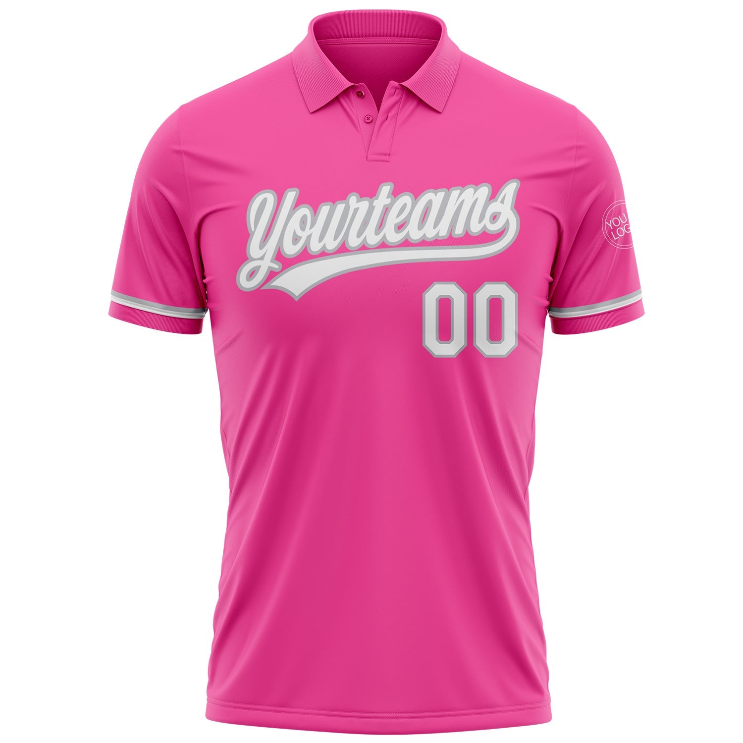 Custom Pink White-Gray Performance Vapor Golf Polo Shirt view 2