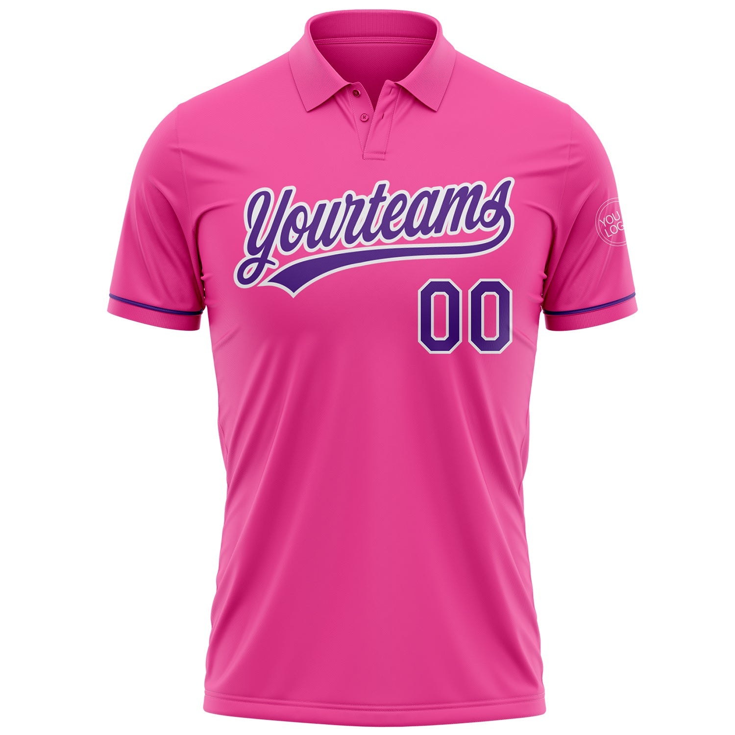 Custom Pink Purple-White Performance Vapor Golf Polo Shirt view 2